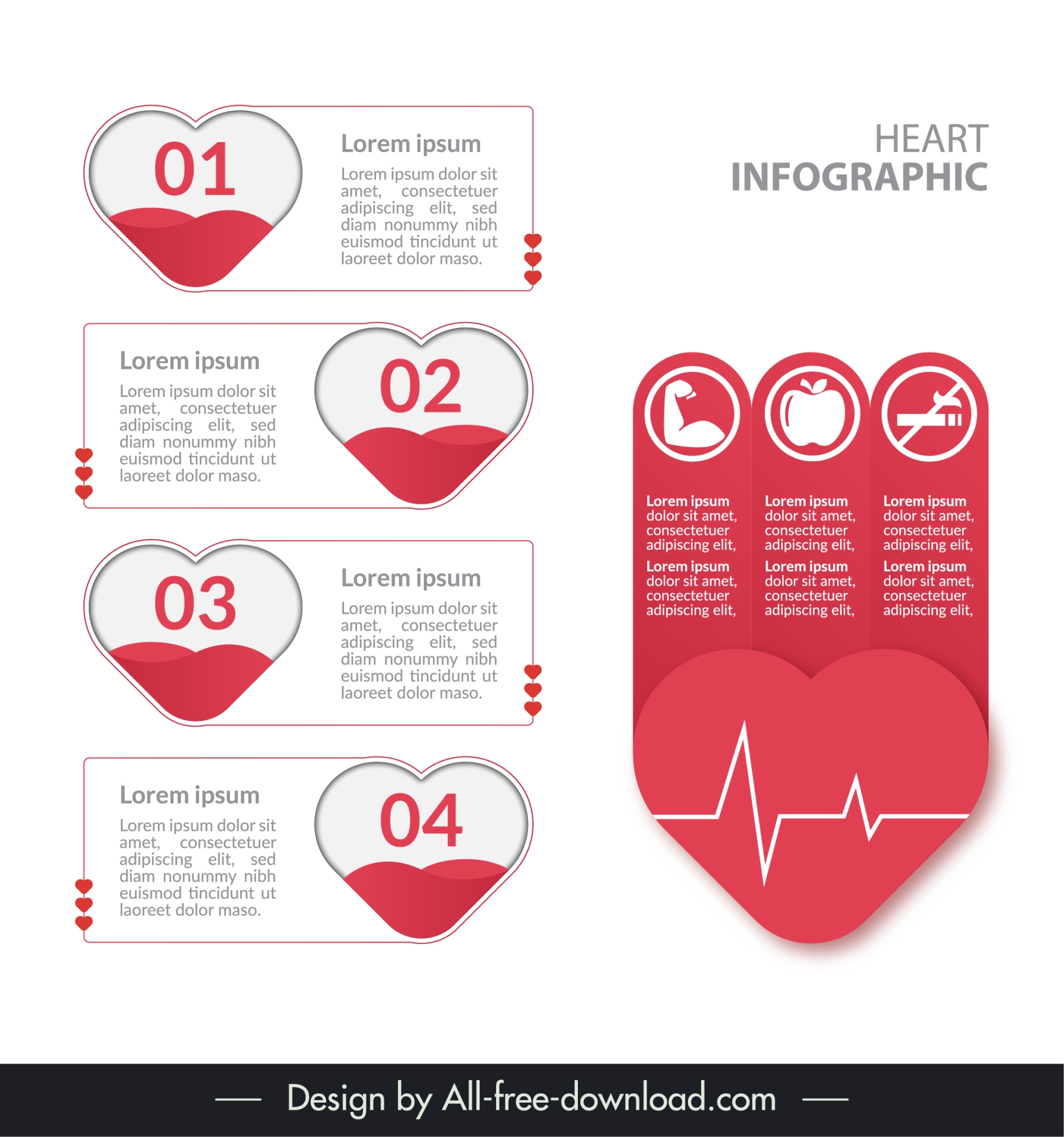 heart infographic design elements flat medical health elements