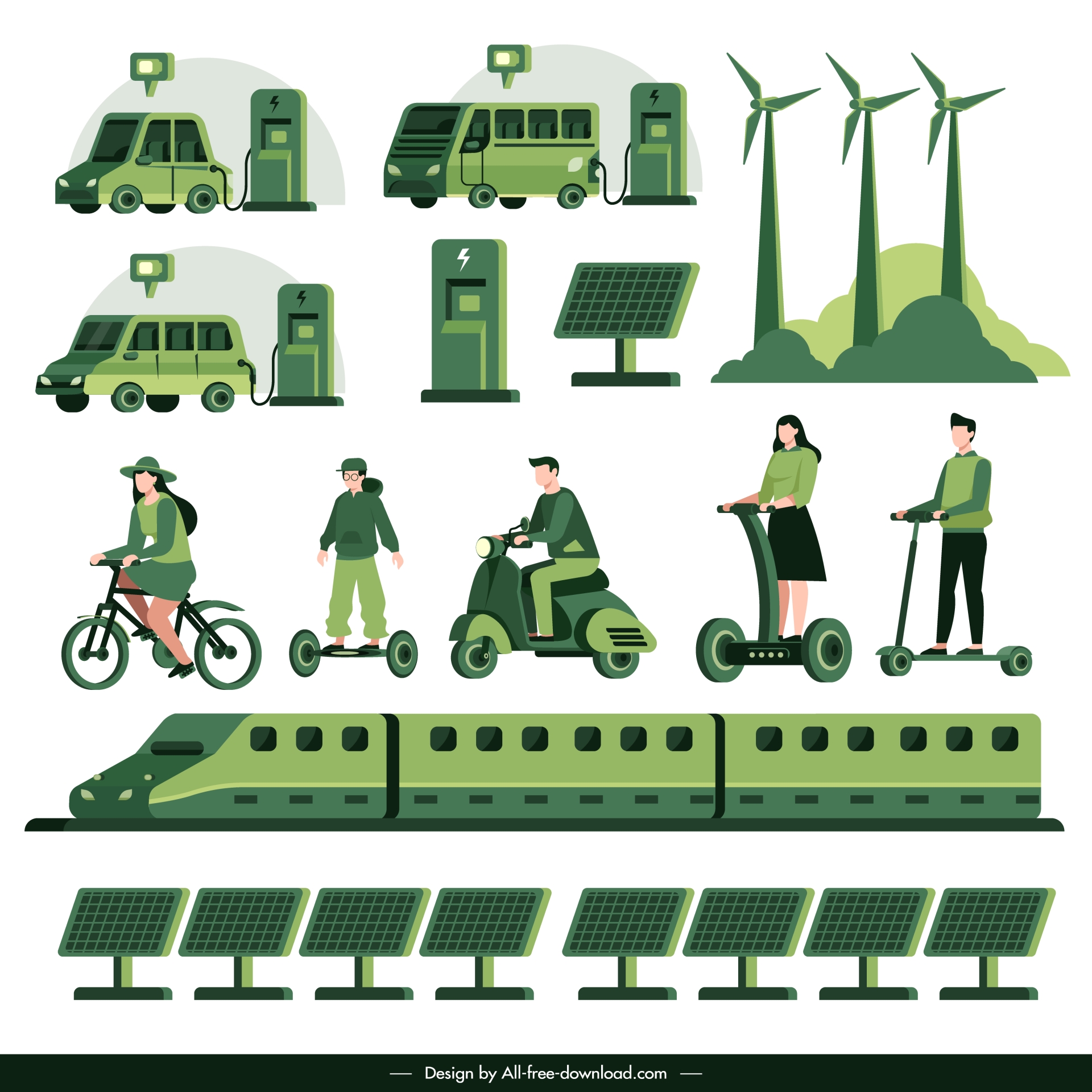 electric transportation design elements cartoon design 