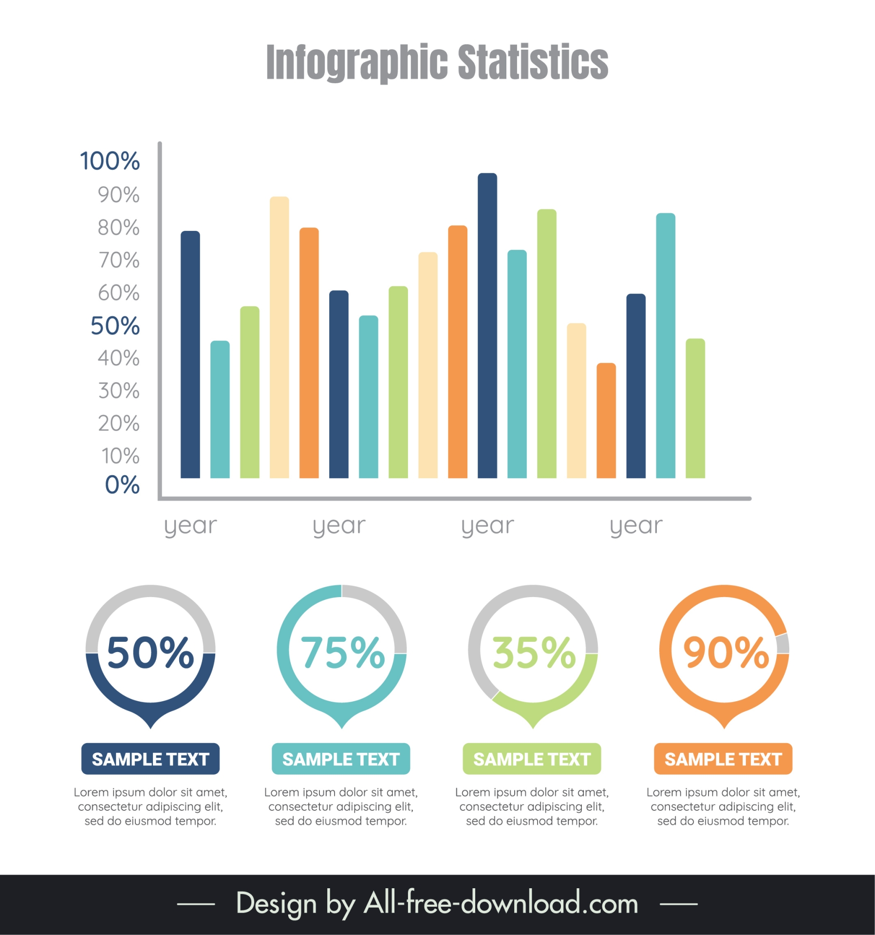 infographic statistics design elements flat column circle shapes