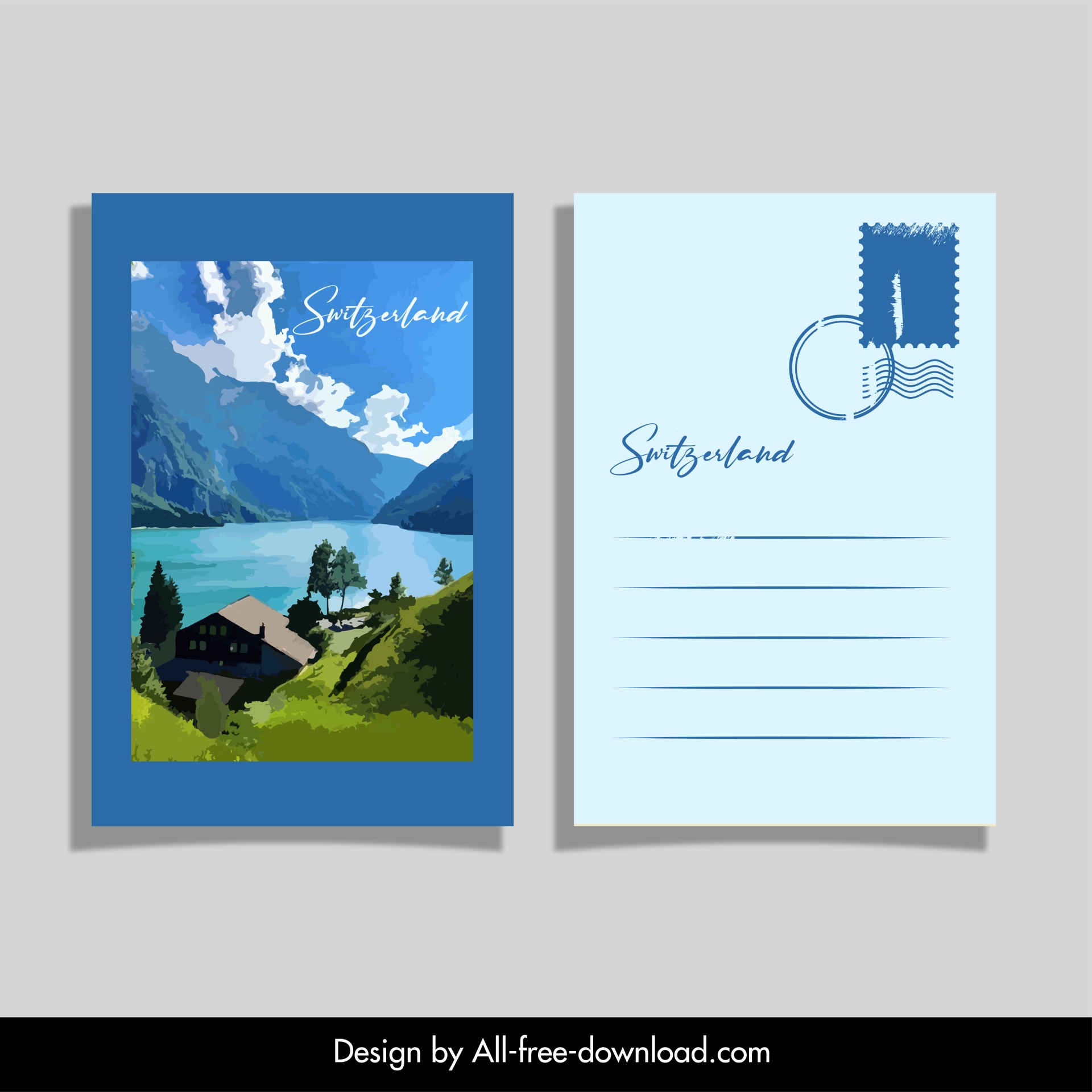 switzerland postcard template elegant scenery 