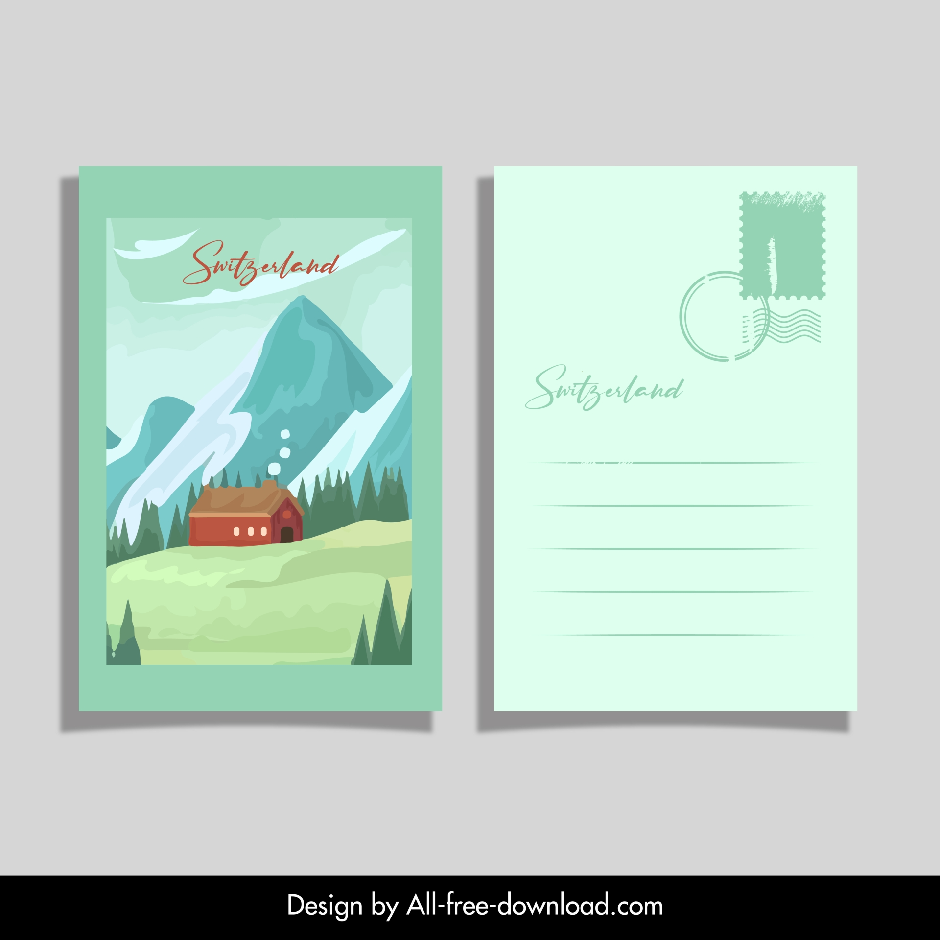 switzerland scenery postcard template elegant classical 