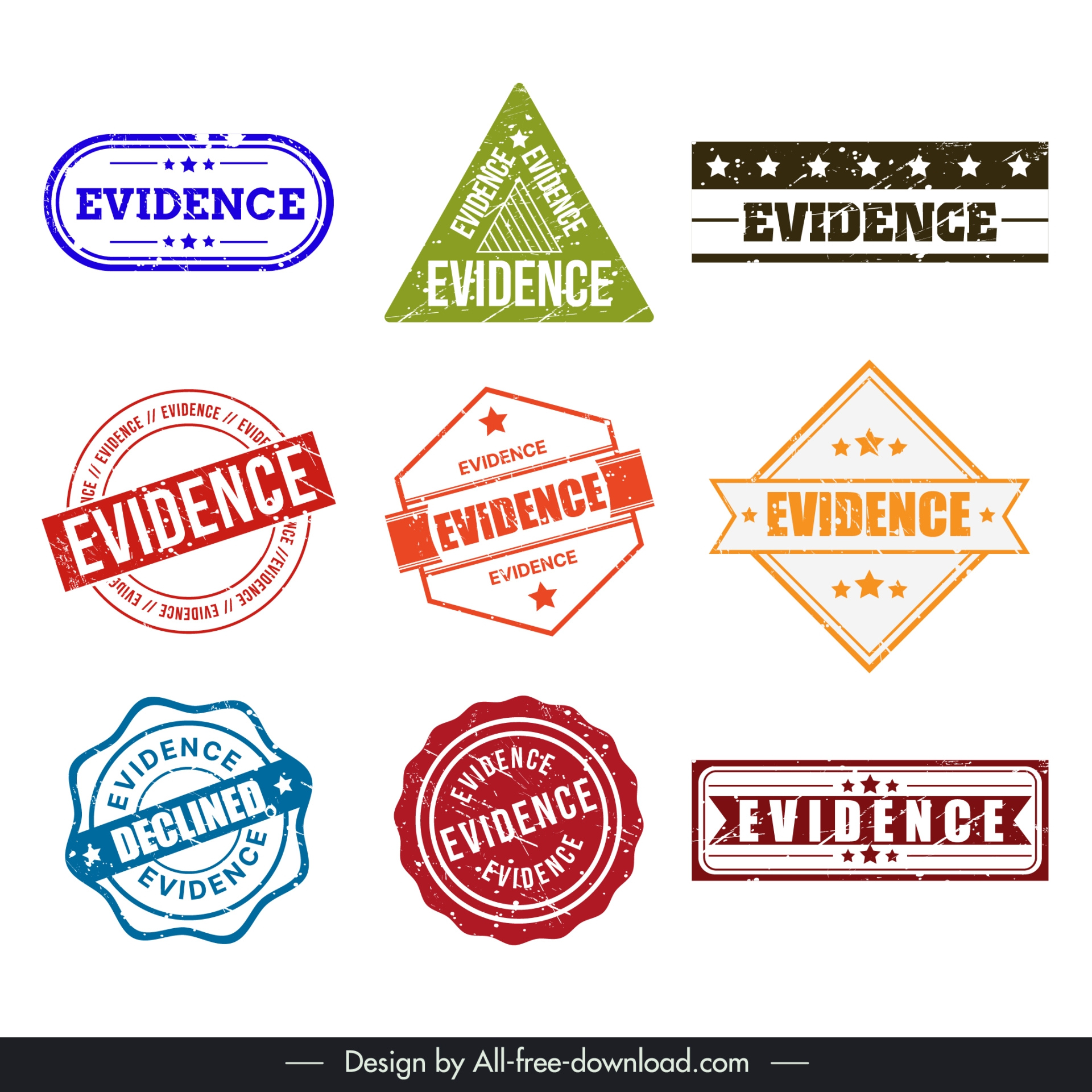 evidence stamps collection retro geometric design 