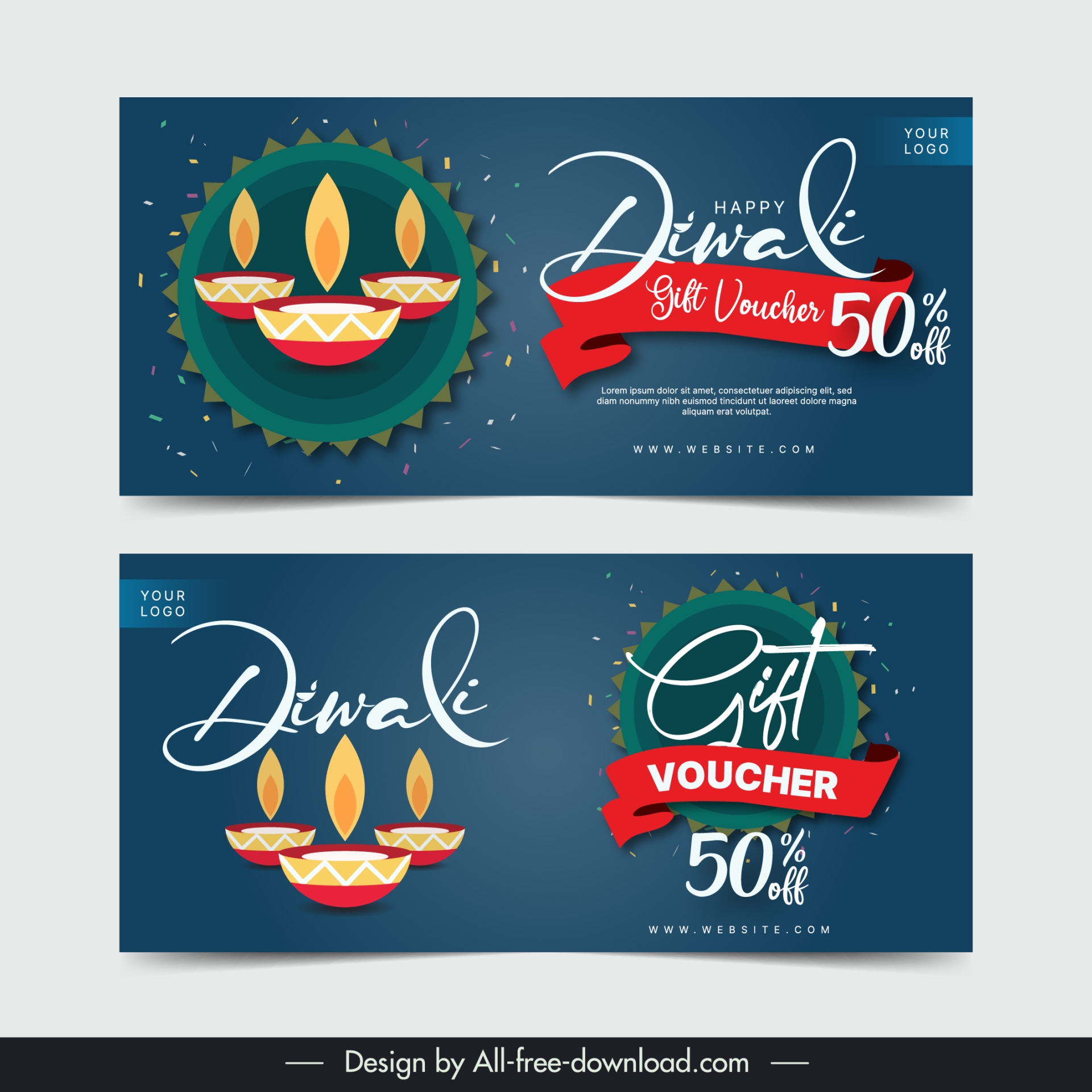 diwali voucher template elegant candle decor