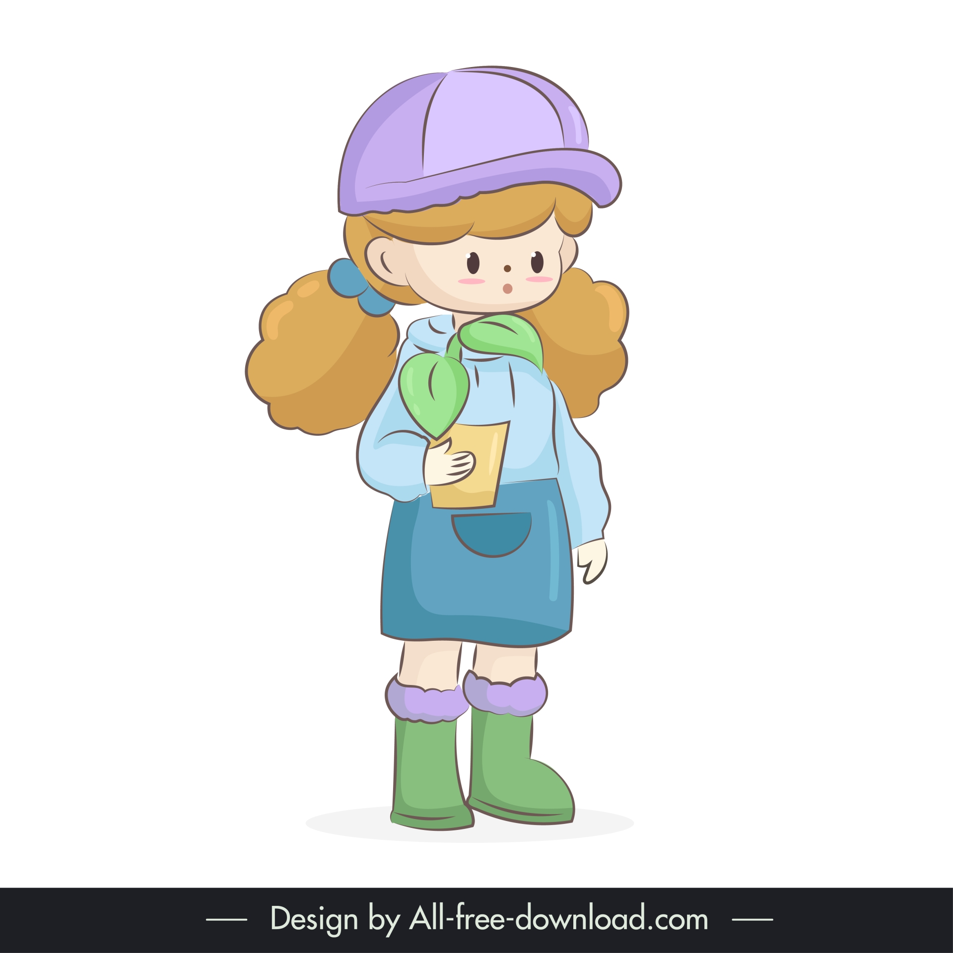 childhood design elements cute cartoon girl