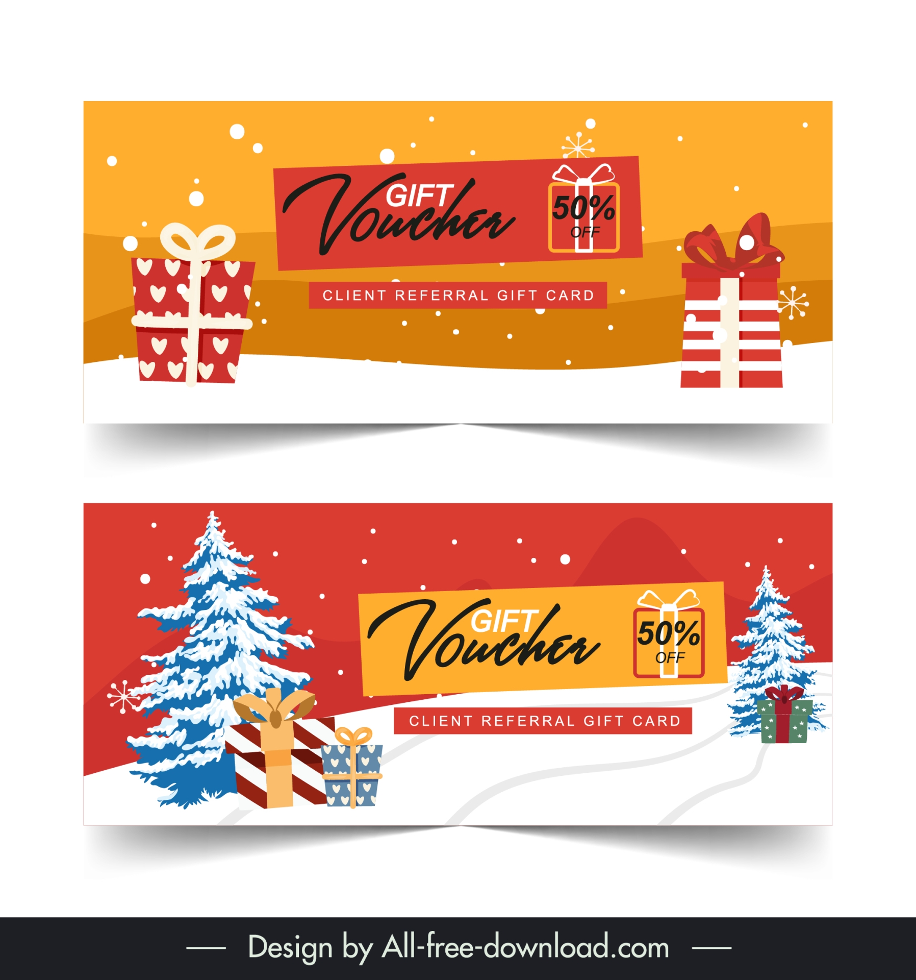 christmas voucher template elegant present xmas trees