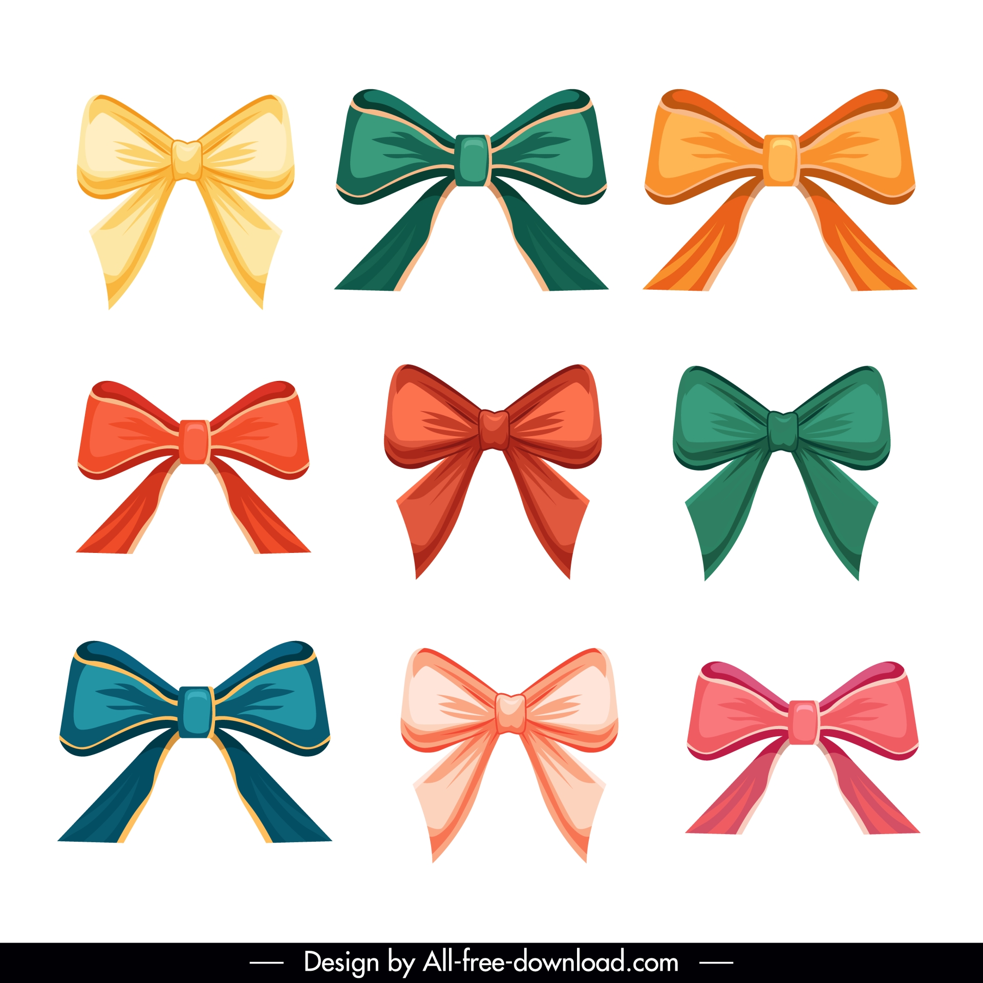 bow decor elements collection elegant flat shapes