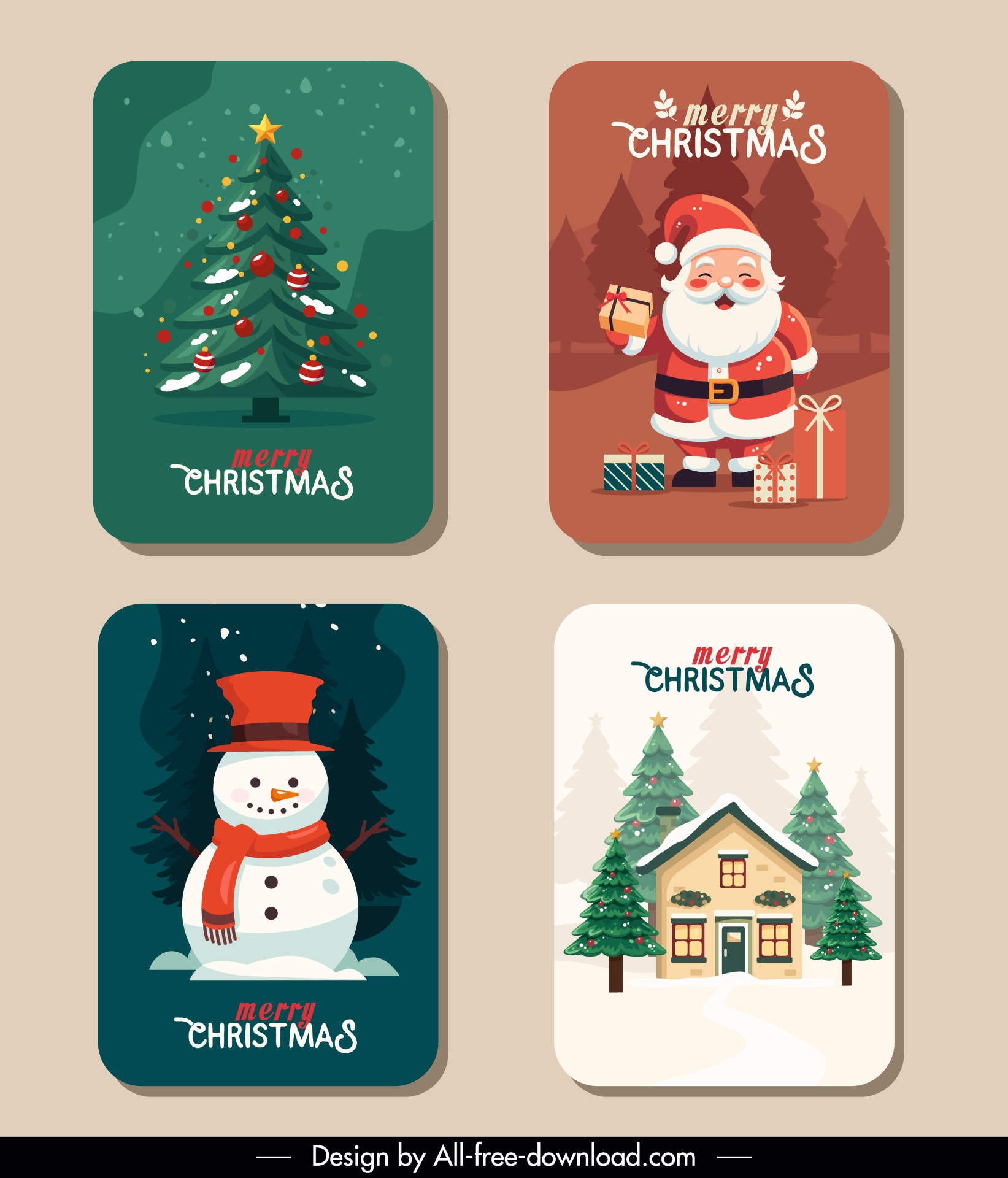 christmas card templates collection cute elegance 