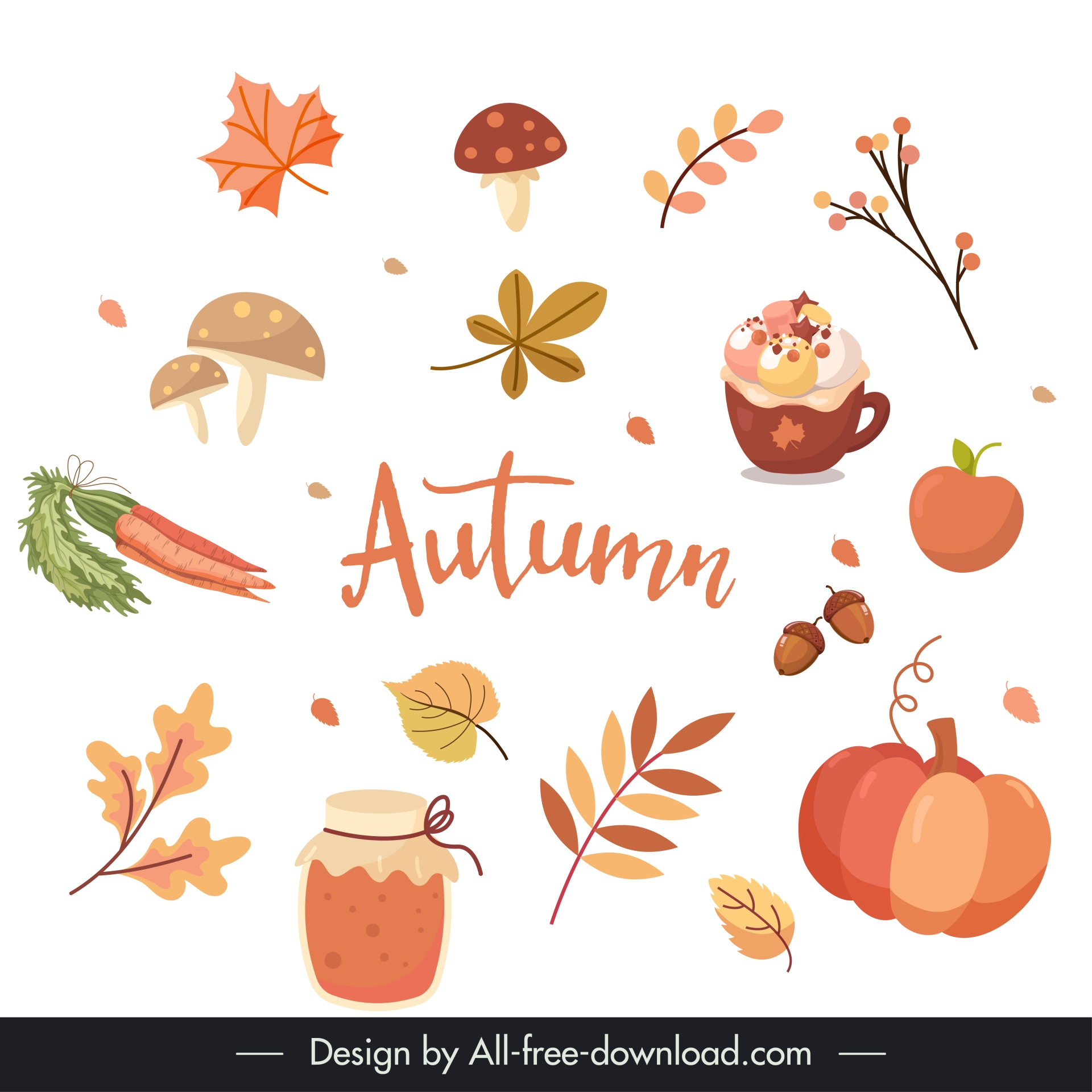 autumn elements plants objects decor