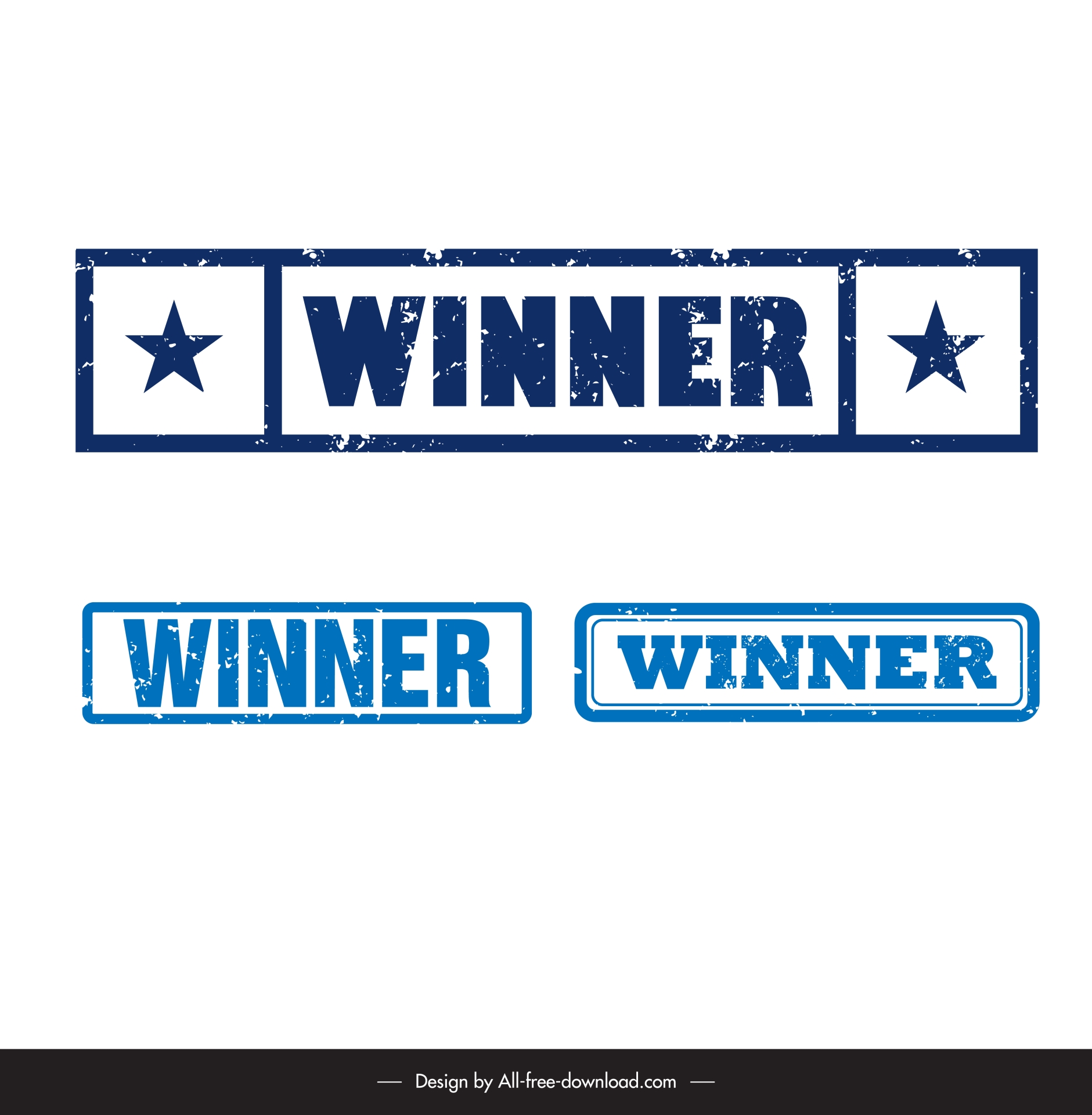 winner stamp template flat rectangular shape stars decor