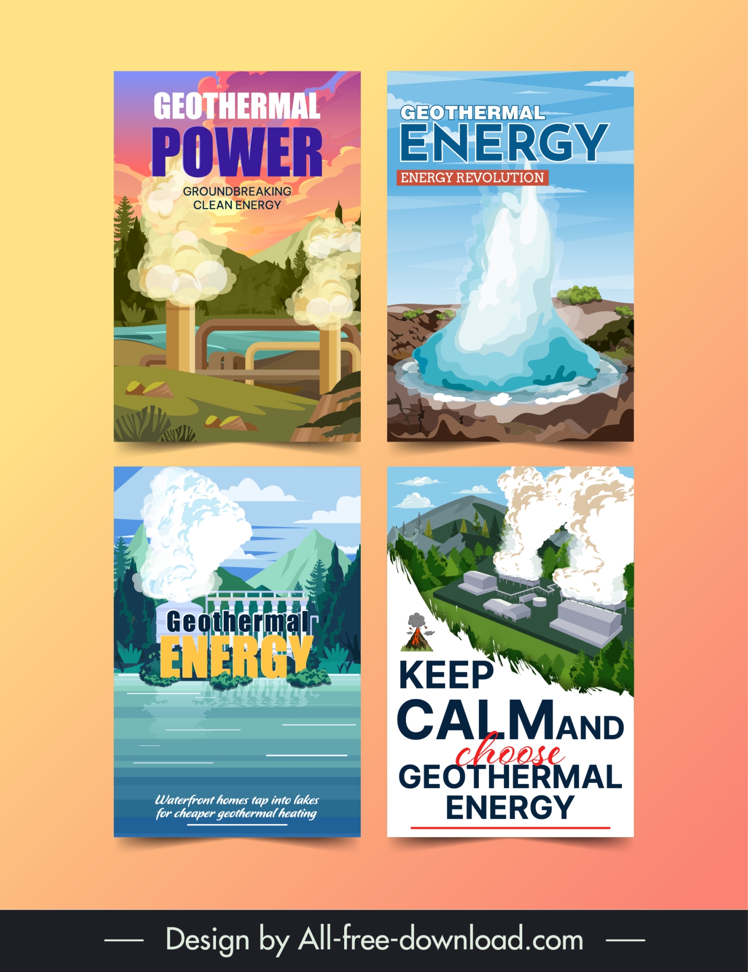 geothermal power poster template smoke fume scene 