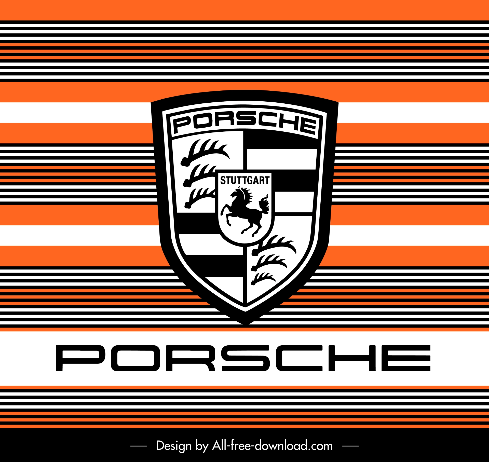 porsche x gulf line logo elegant flat