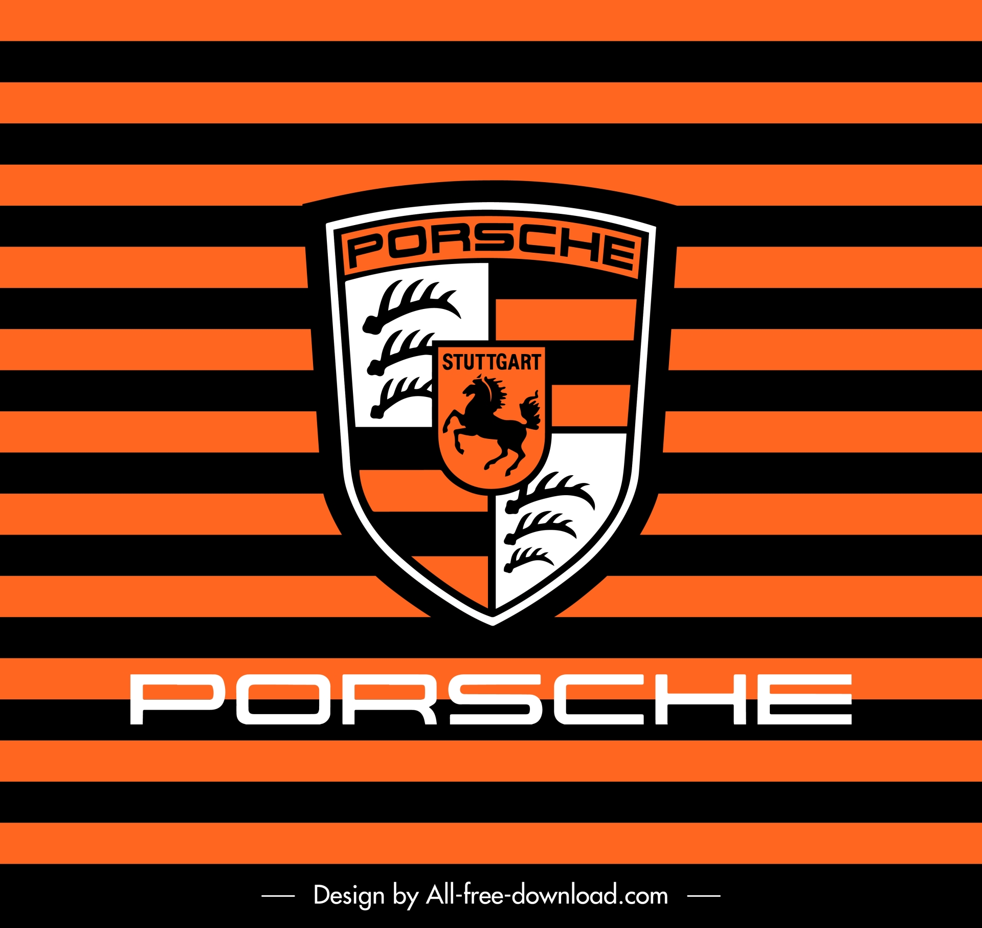 porsche x gulf line logo elegant stripes shield horse