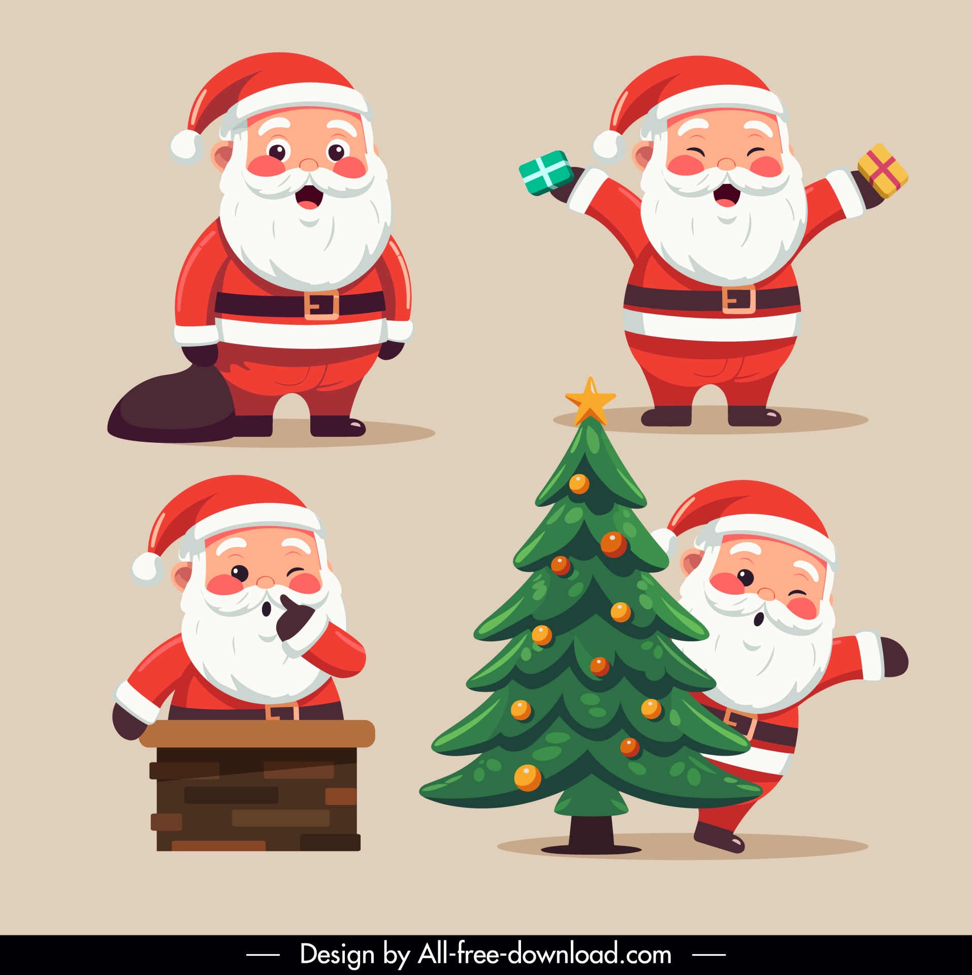 santa claus characters collection cute dynamic cartoon 