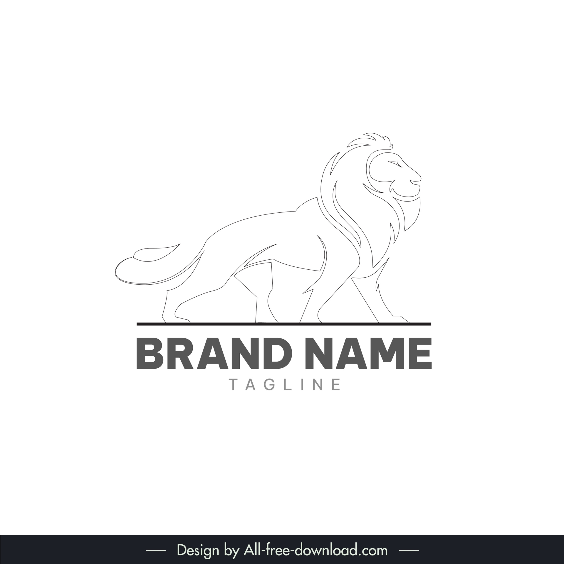 lion in minimalist style logo dynamic handdrawn  outline 