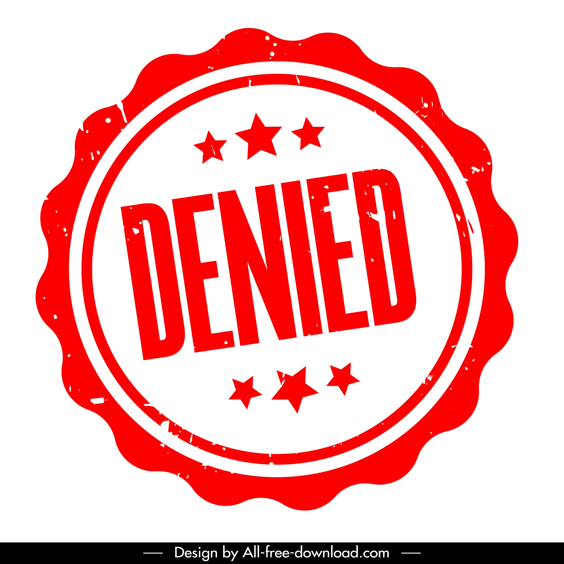 denied stamp template serrated circle stars