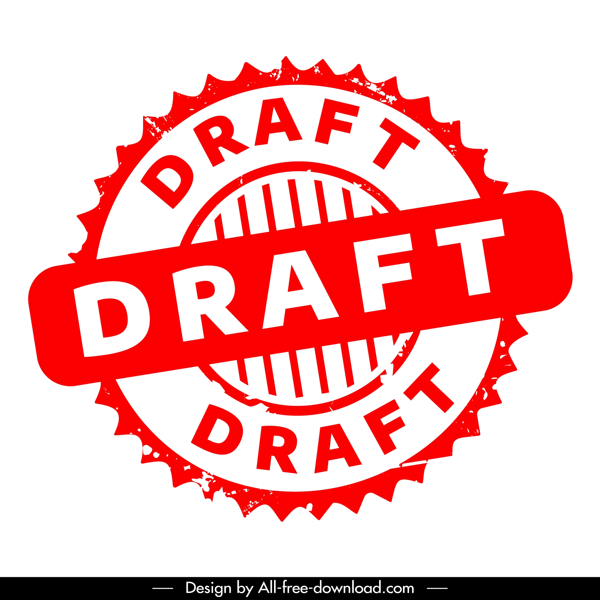 draft stamp sign template flat serrated circle 