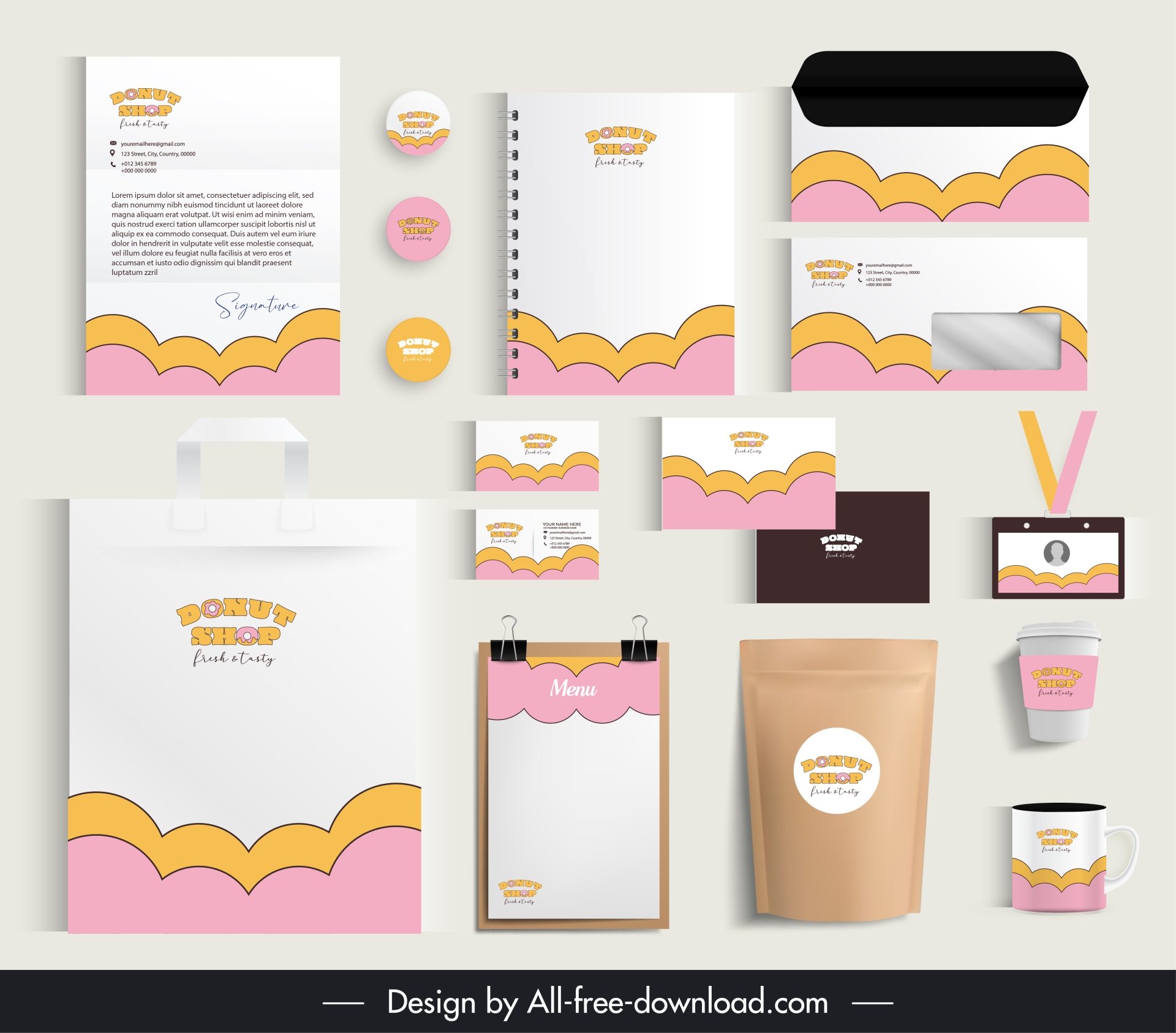 bakery brand identity sets handdrawn clouds stationery  