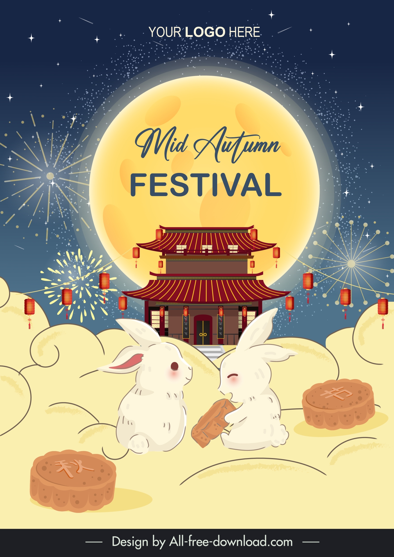 mid autumn festive poster template cute elegant