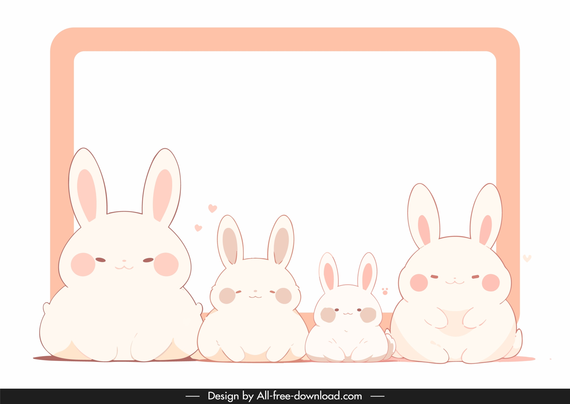 cute frame template flat bunnies handdrawn cartoon