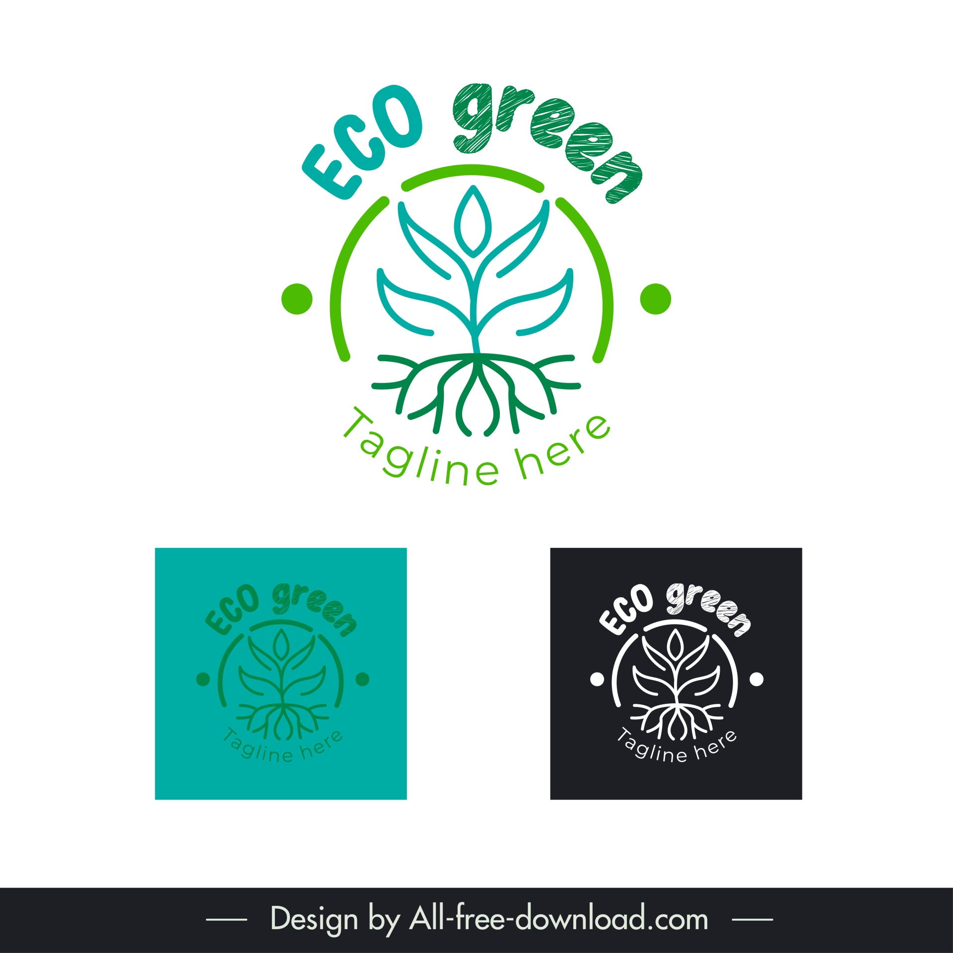 ecogreen logo template symmetric tree symbols