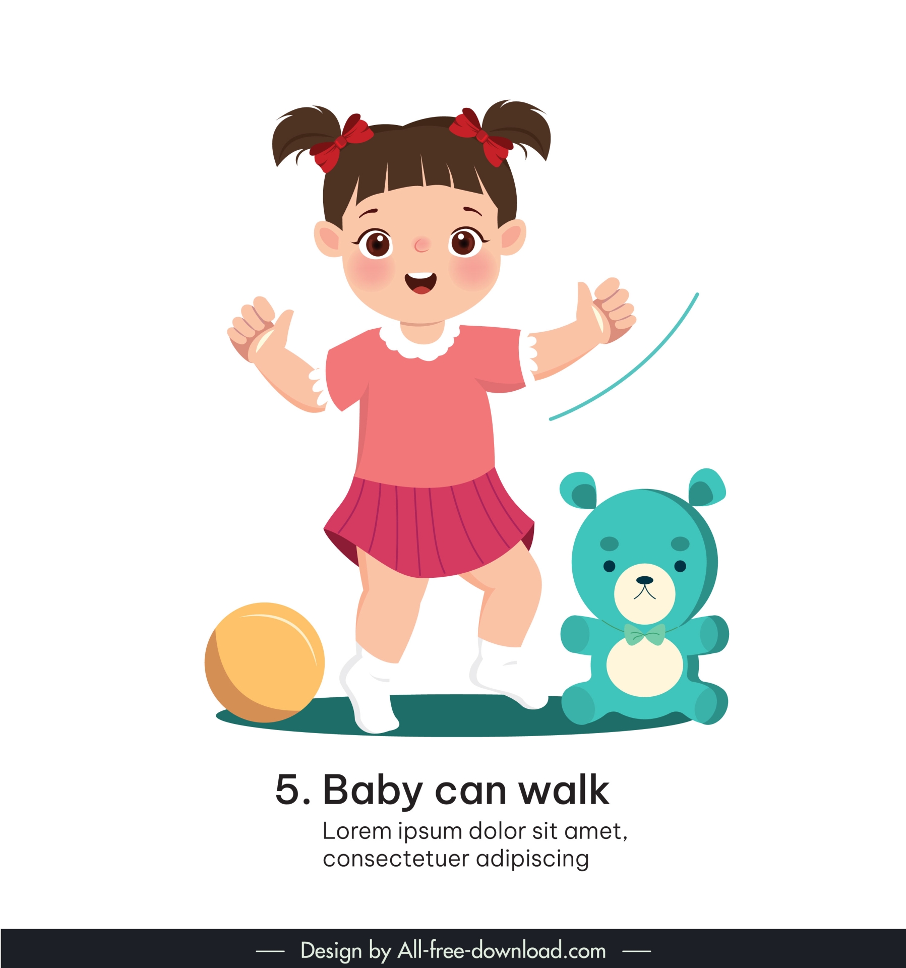 baby can walk design elements dynamic cute cartoon girl 