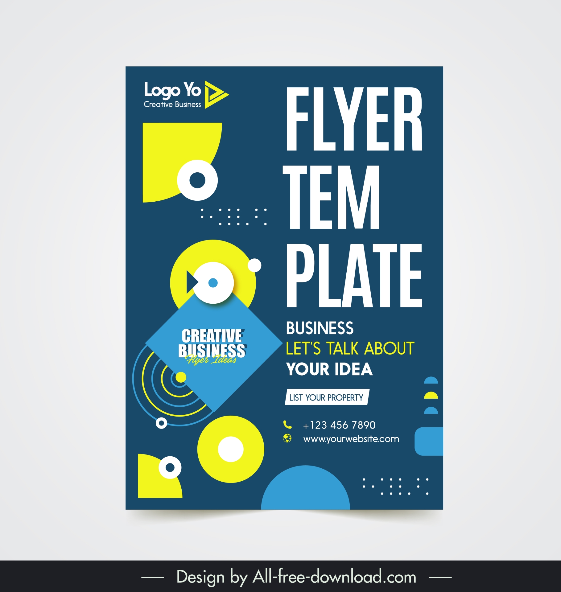 objects flyer template flat elegant geometry 