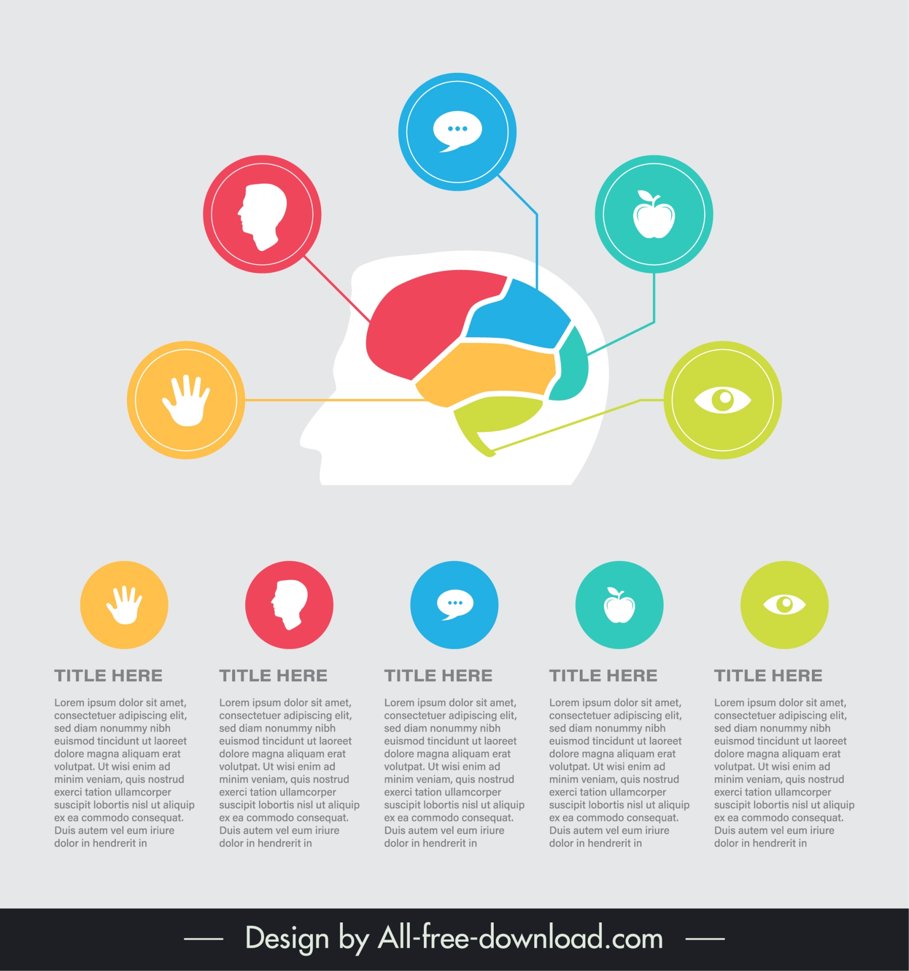 human head infographic template modern flat 