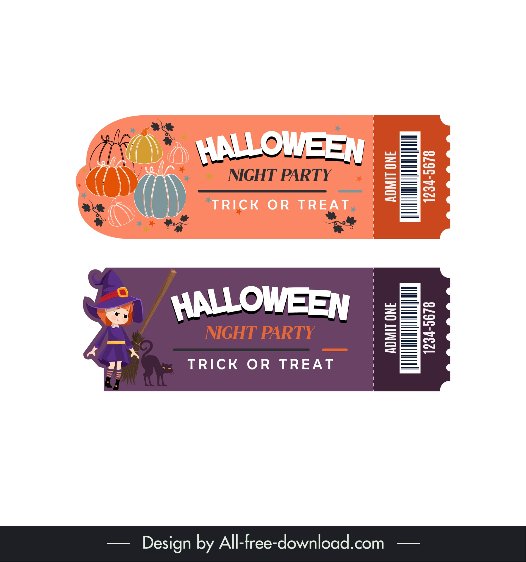 halloween tickets template cute flat classic