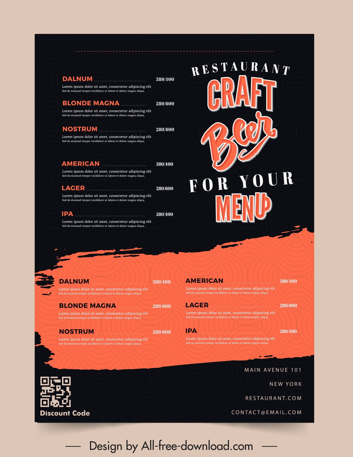 beer menu template dark retro grunge