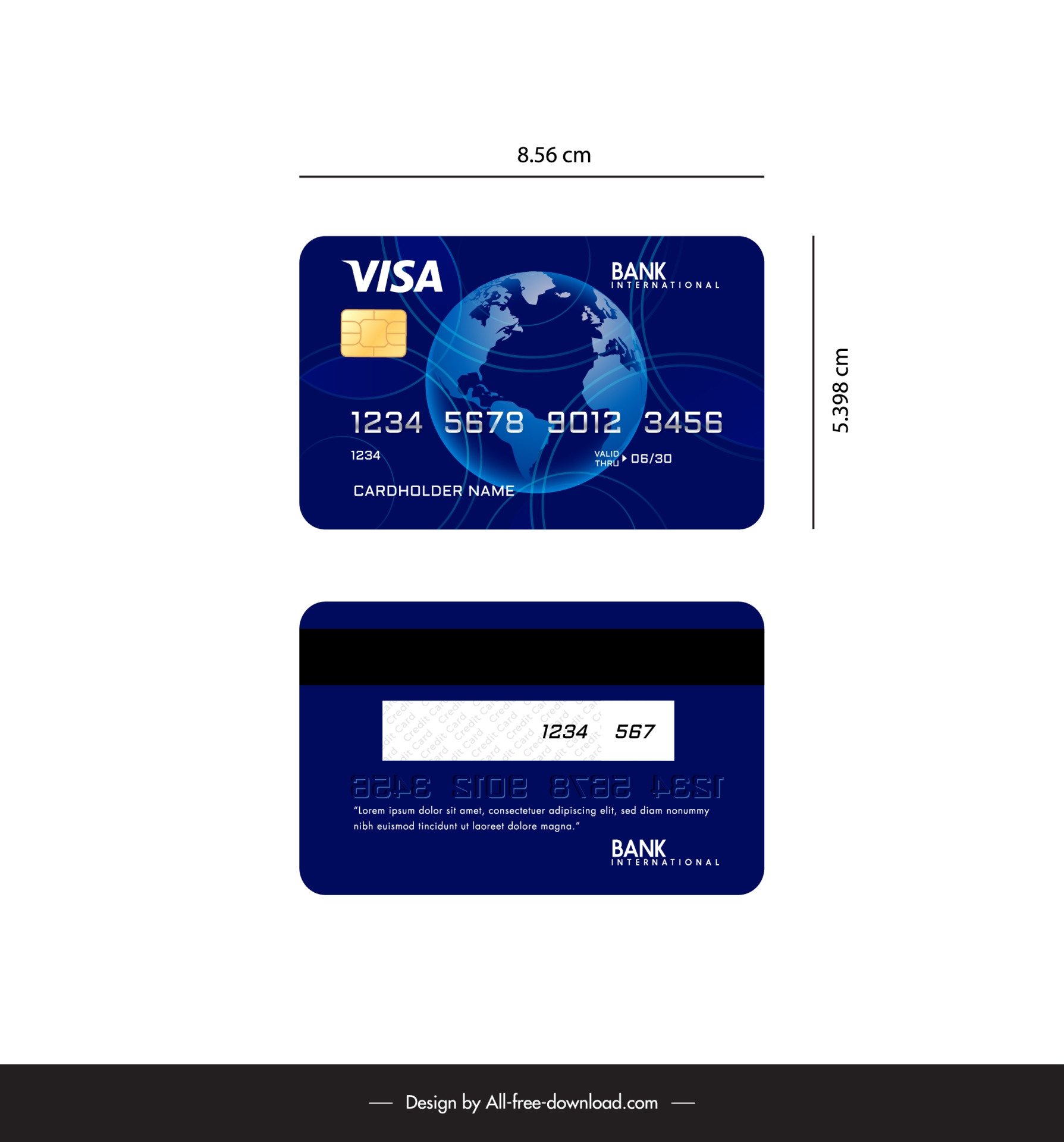 visa card design template elegant dark