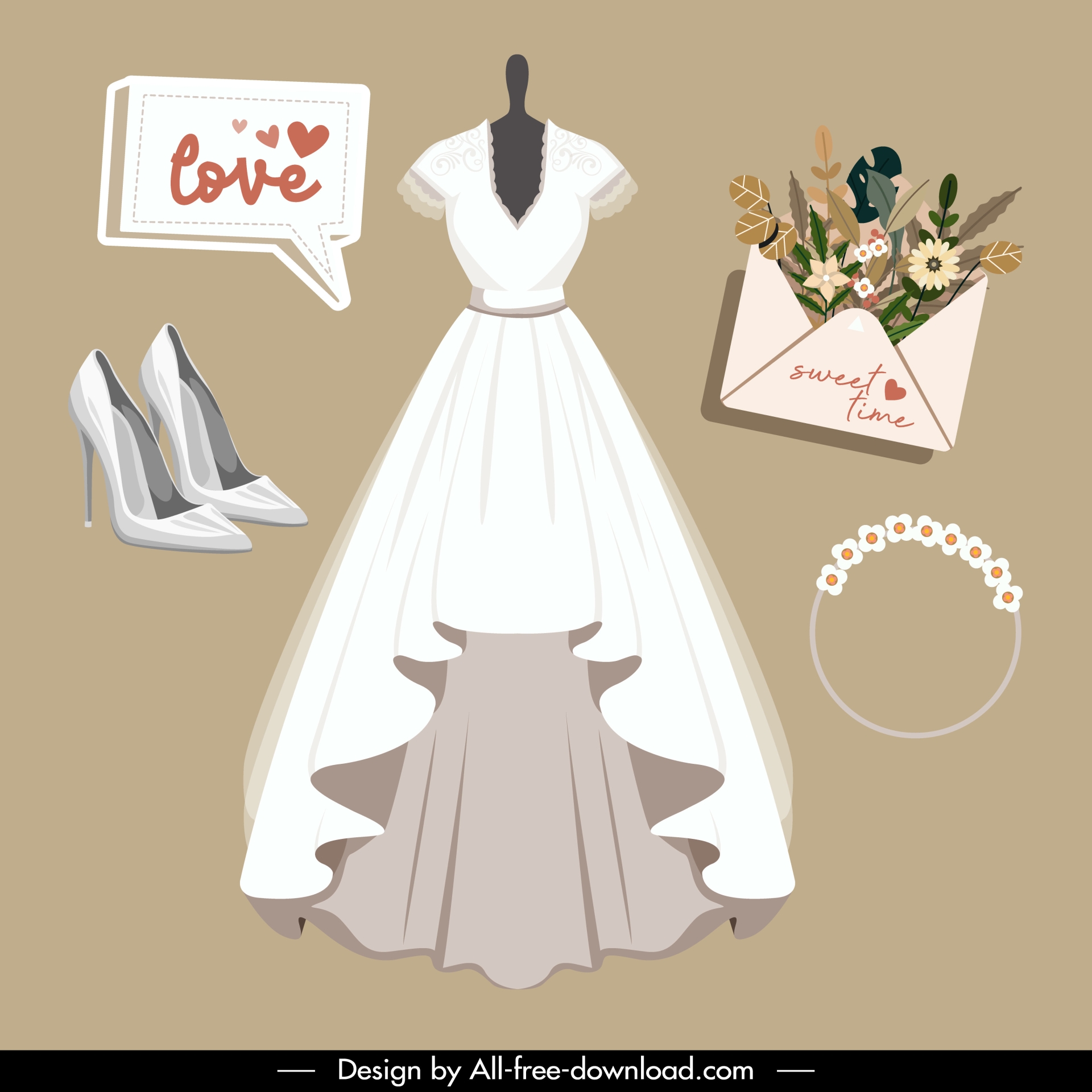   wedding dress design elements elegant bridal components elements