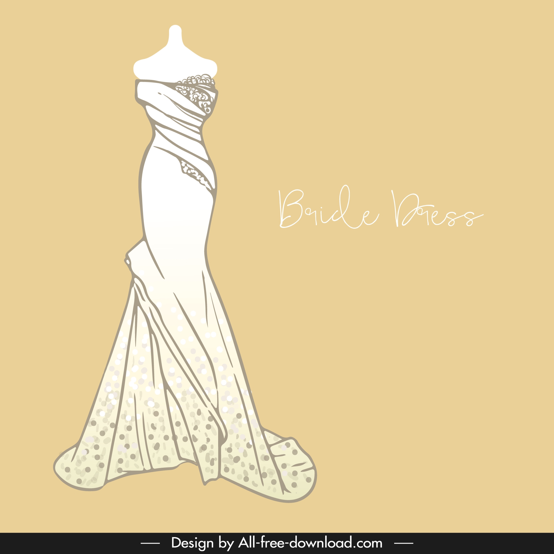 wedding dress template luxury elegant handdrawn