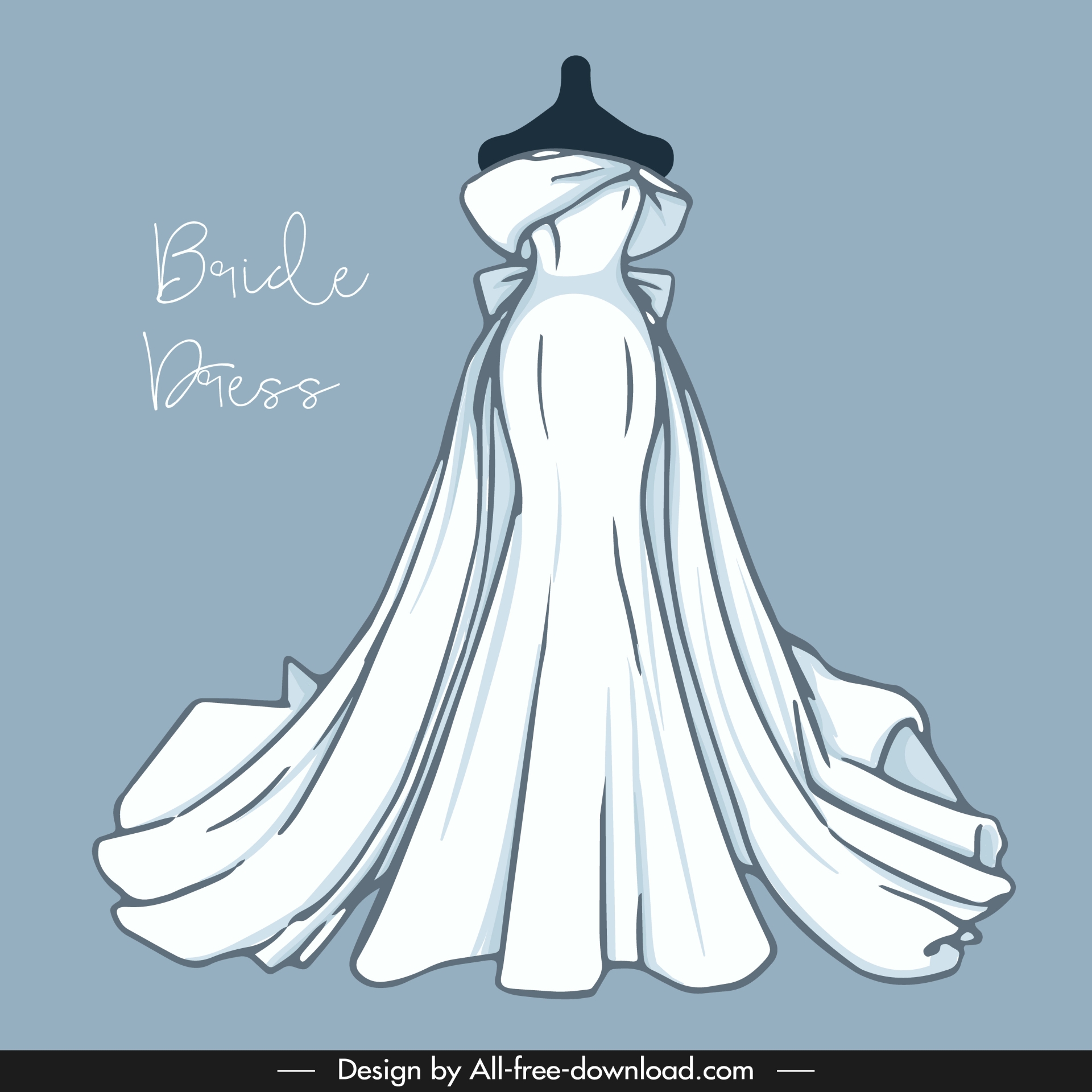 wedding dress template luxury classic handdraw