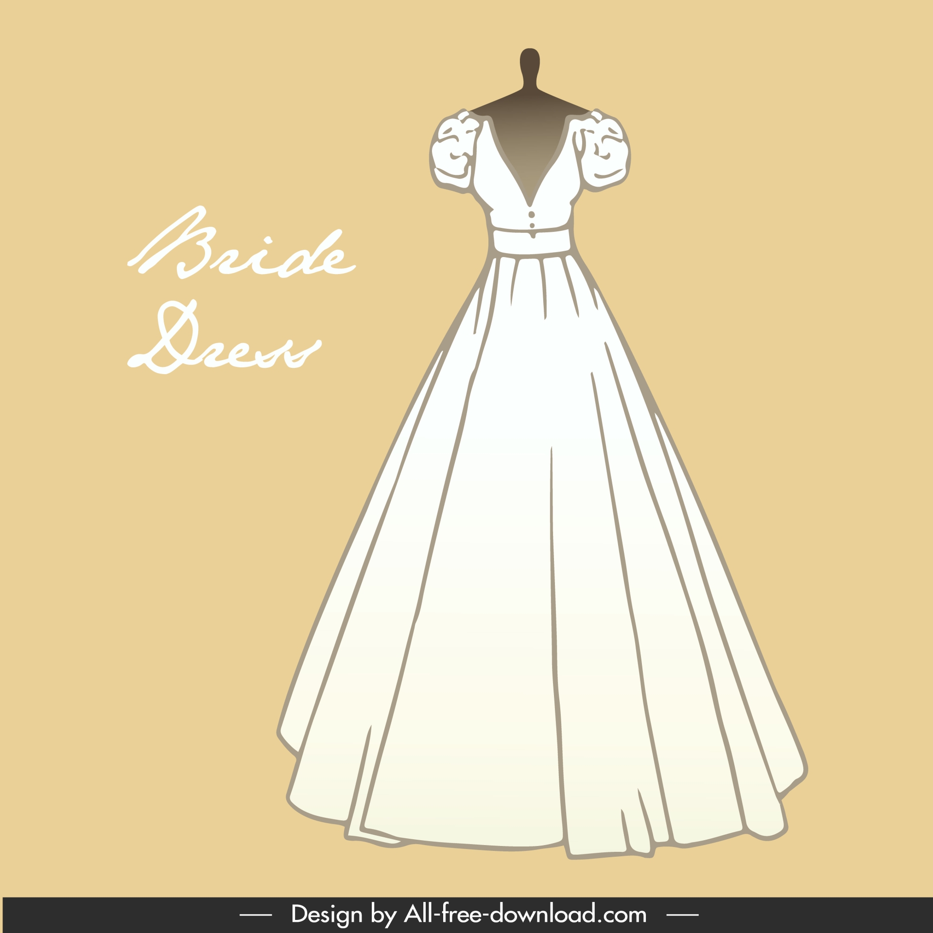 wedding dress template handdrawn classical luxury 