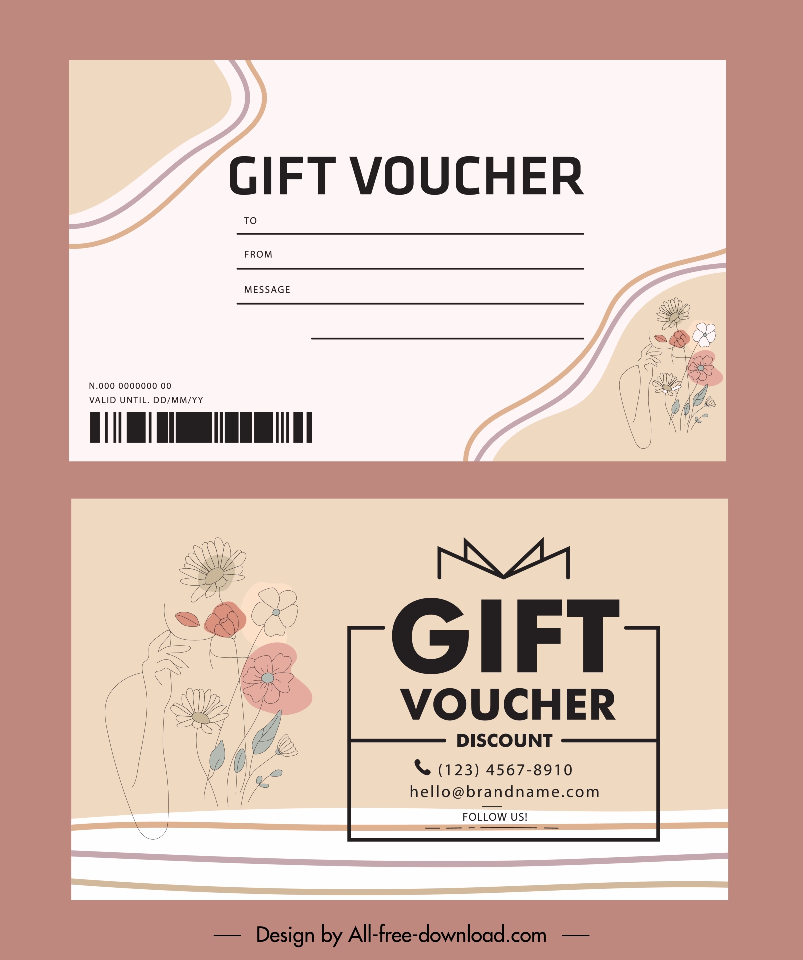 spa voucher templates elegant handdrawn flowers