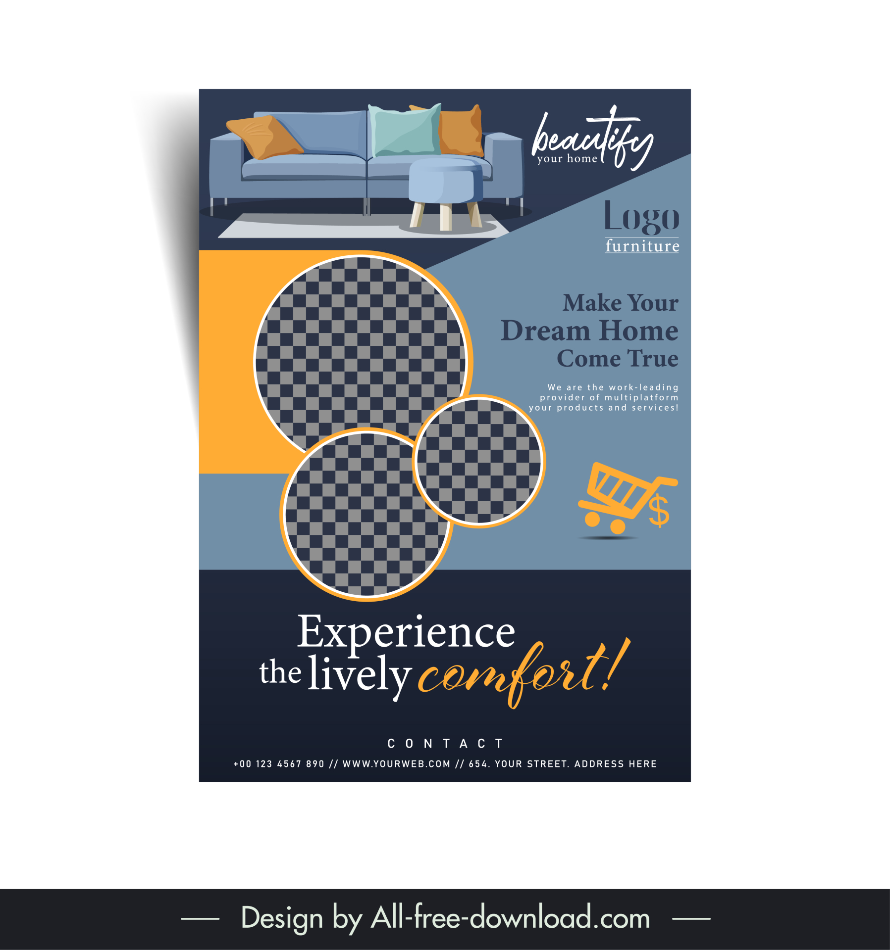 furniture flyer template flat dark elegance 