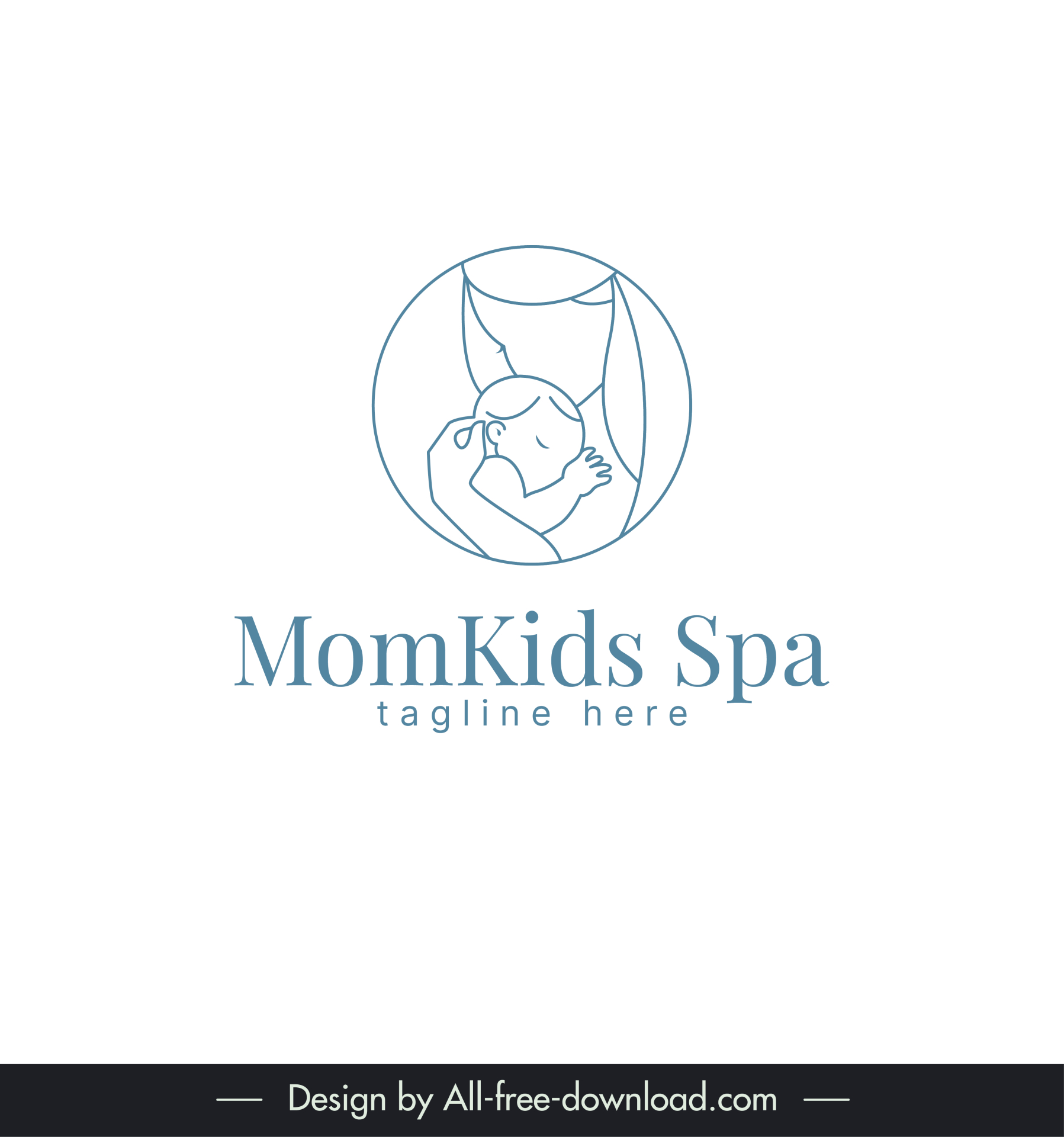 momkids spa logo template flat handdrawn circle isolation