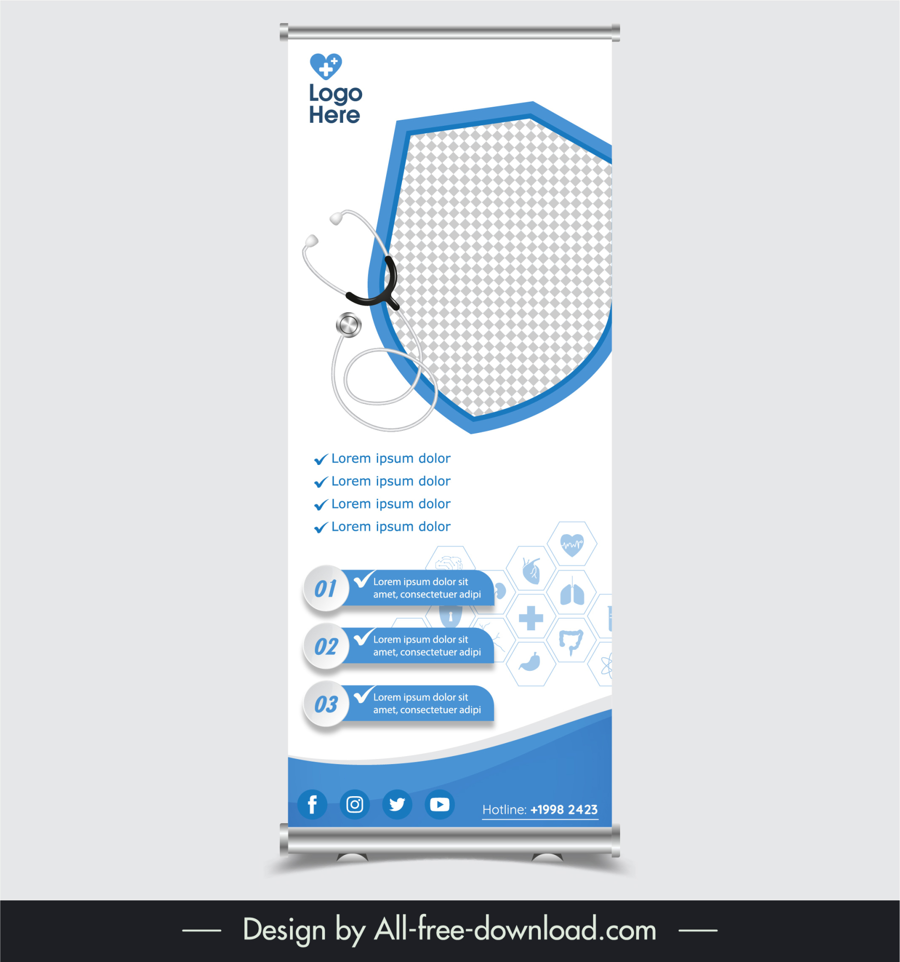 healthy care roll up banner template elegant medical elements