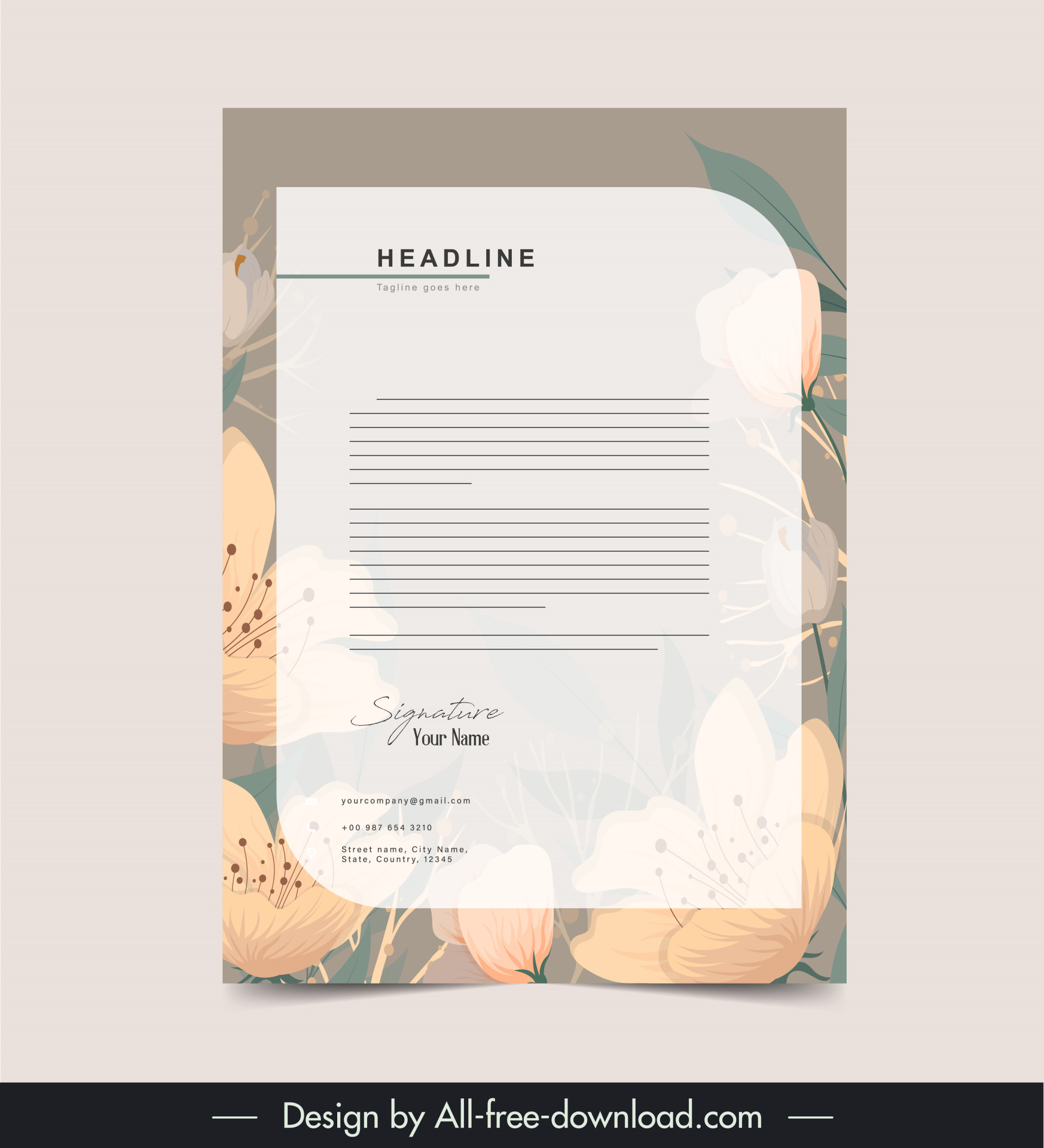 letterhead template elegant flat classical flora