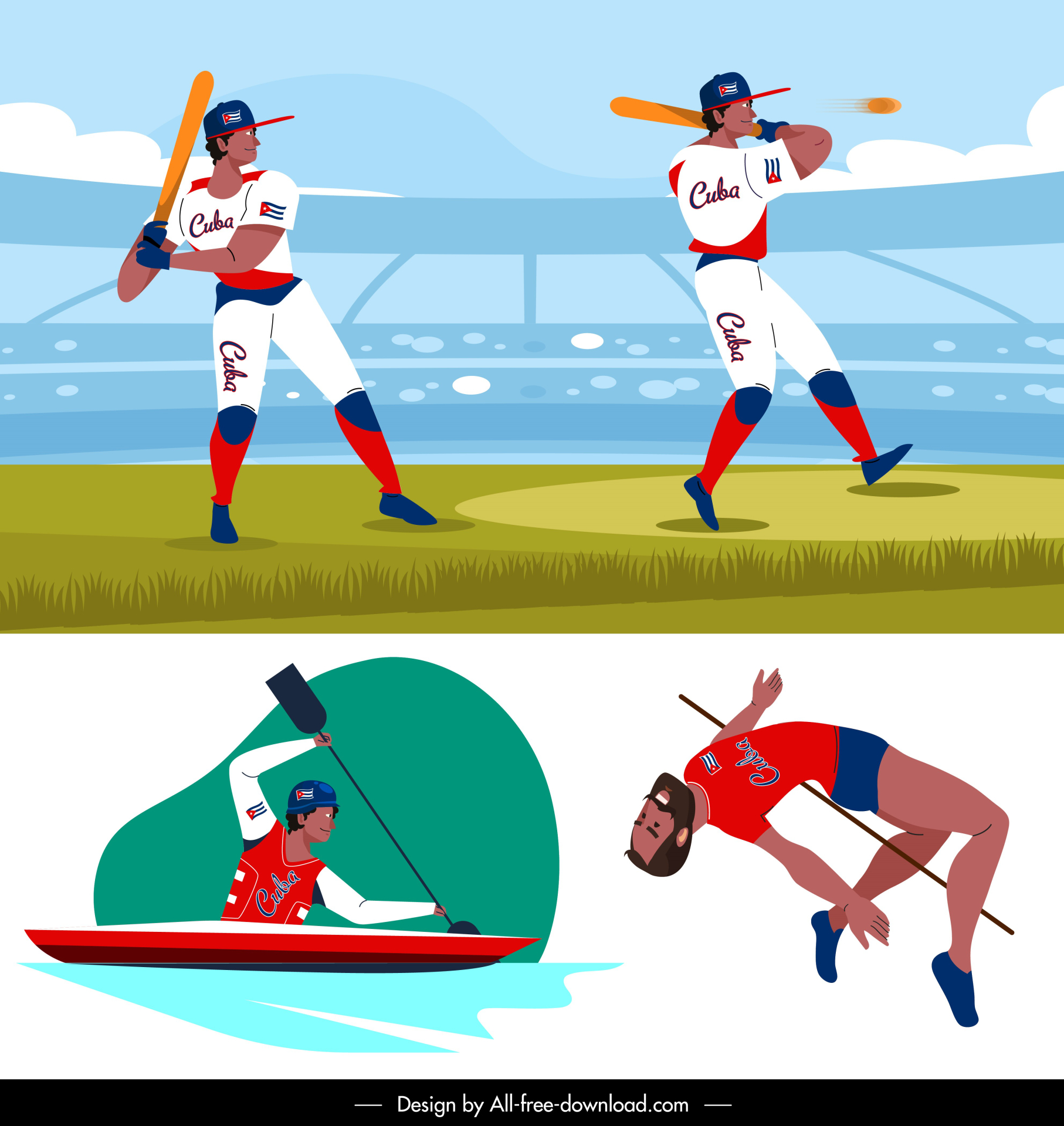 sport cuba design elements dynamic cartoon 