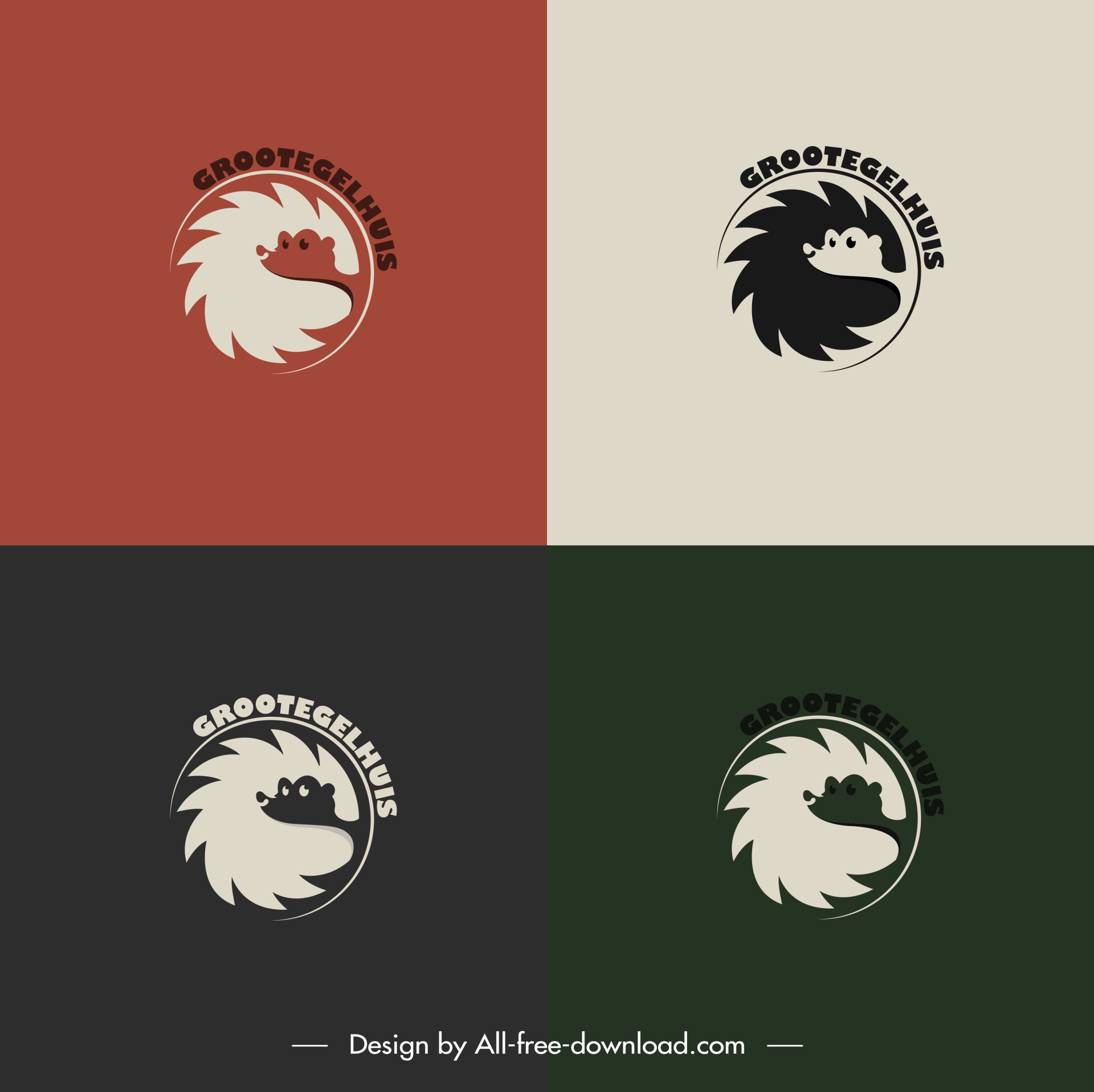 hedgehog logo flat circle isolation