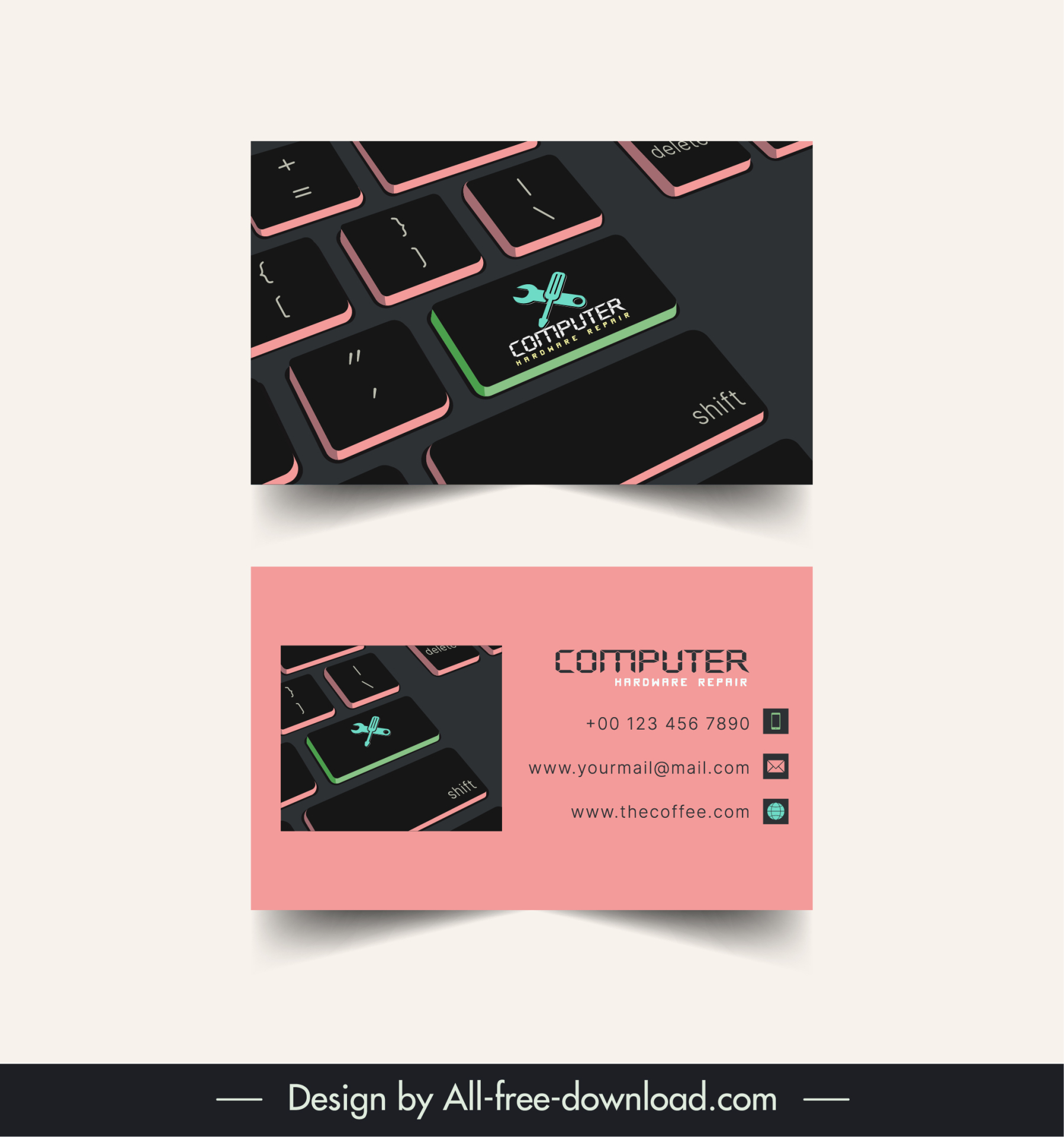  hardware repair business card templates keyboard button design