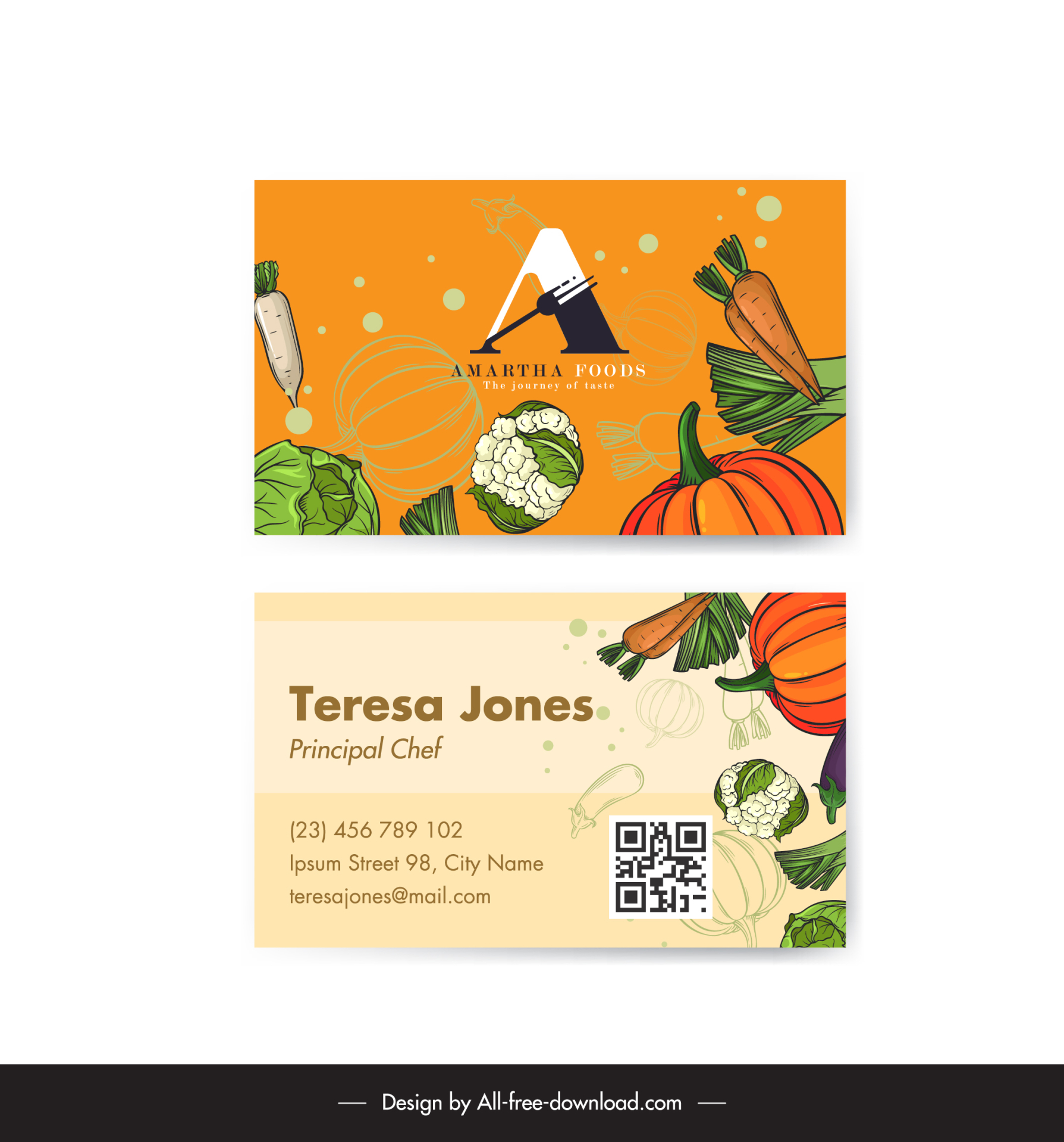 food business card template classical dynamic