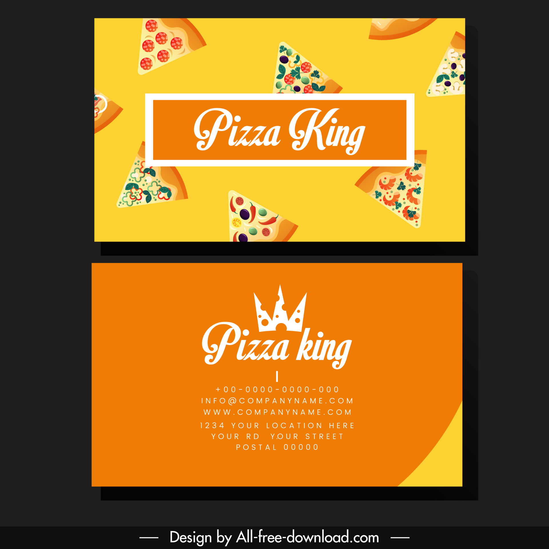 pizza restaurant business card template food pieces 