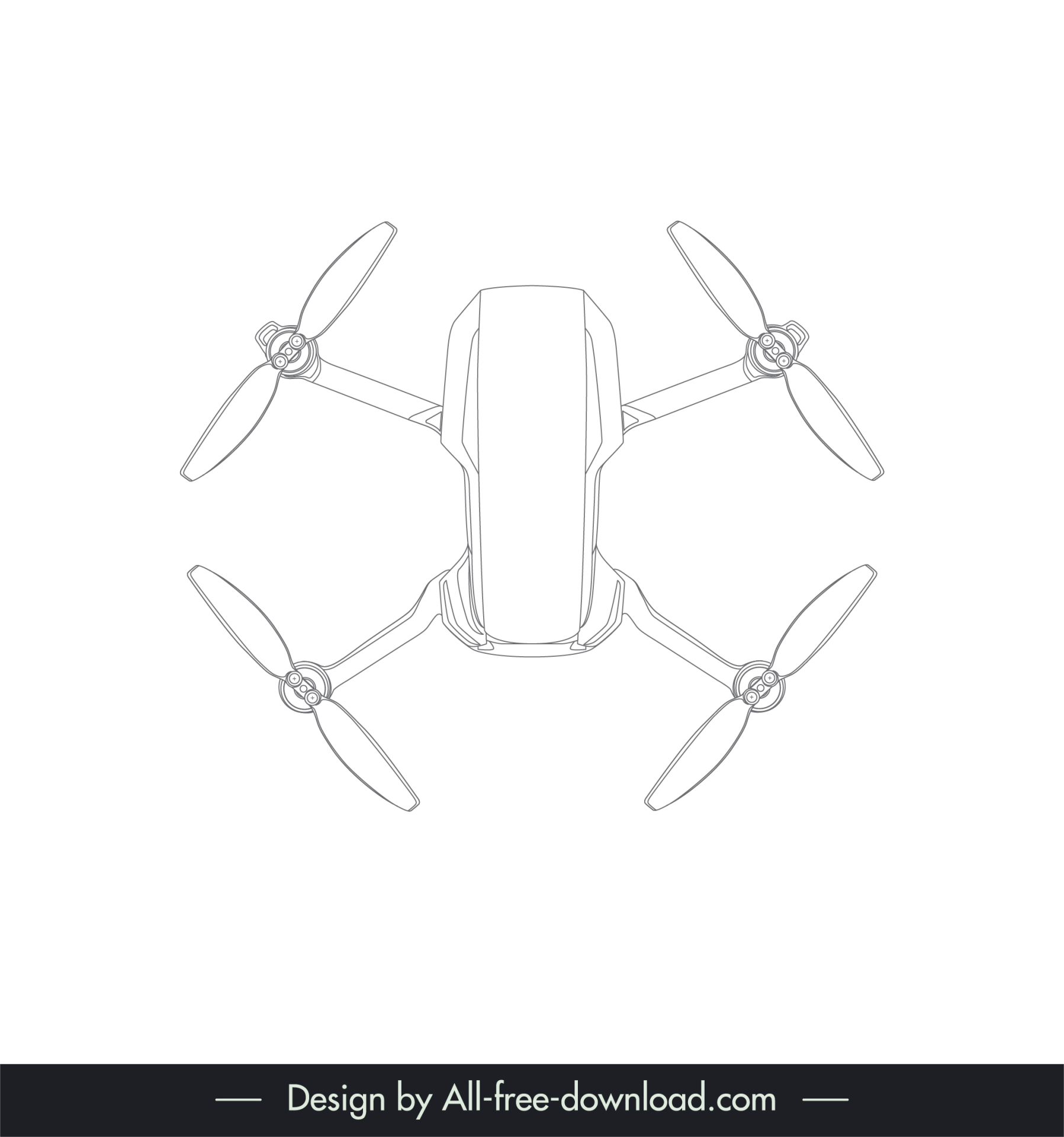 drone flycam design elements flat black white handdrawn symmetry