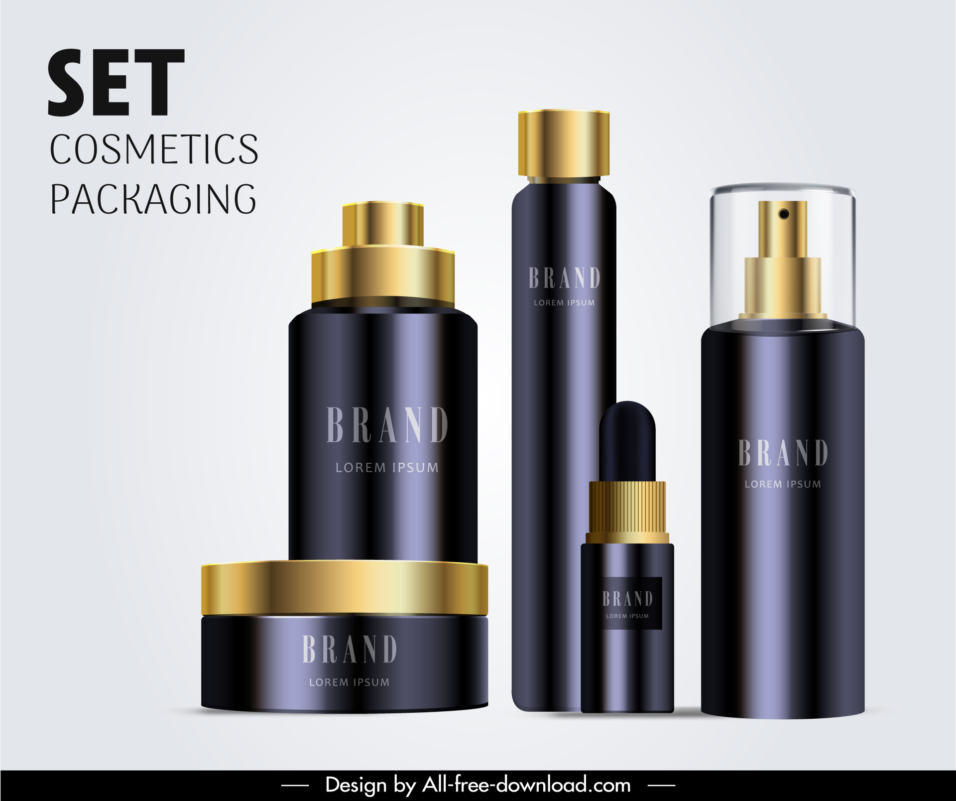 cosmetics bottle packaging template luxury modern realistic