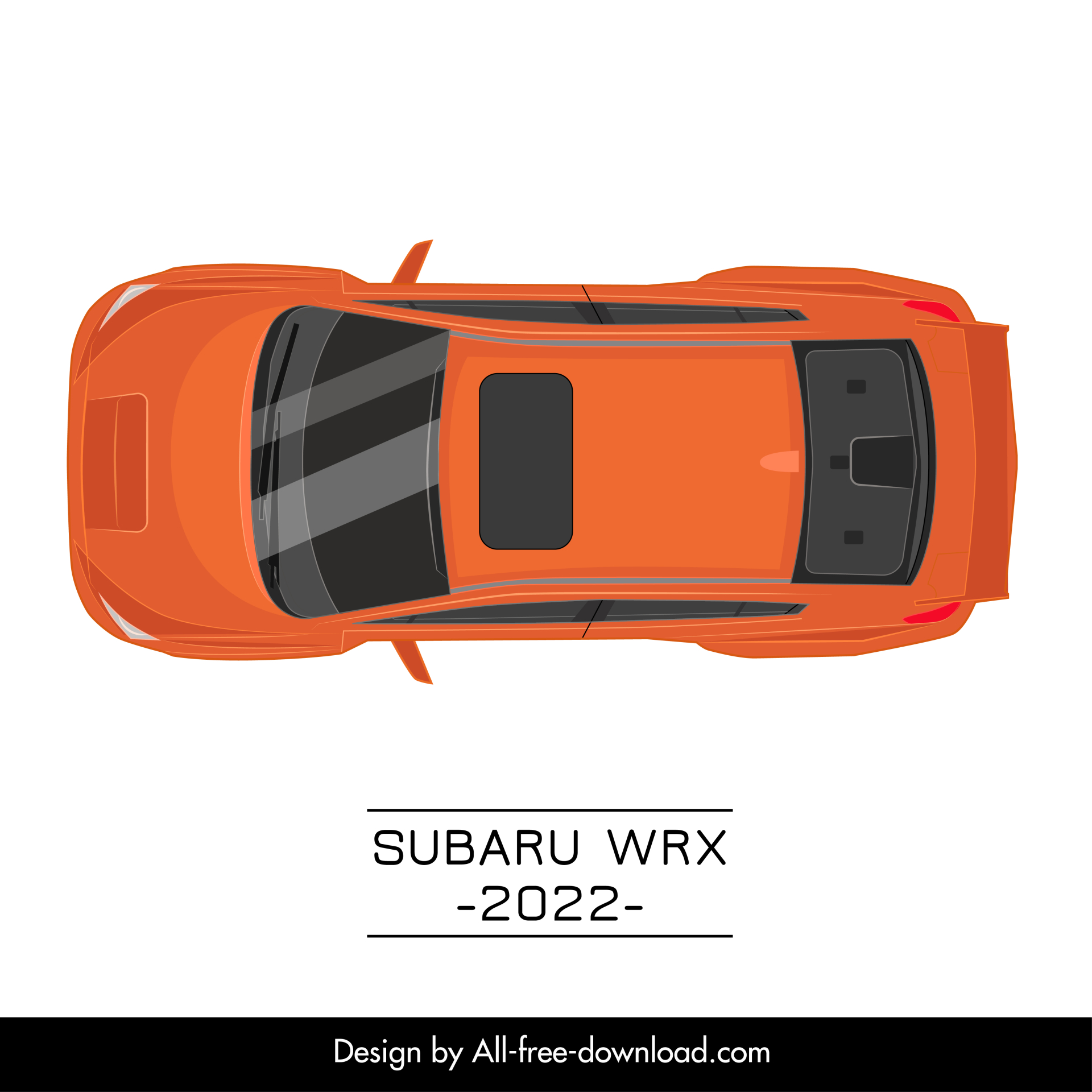 subaru wrx 2022 car model advertising banner flat symmetric top view design 