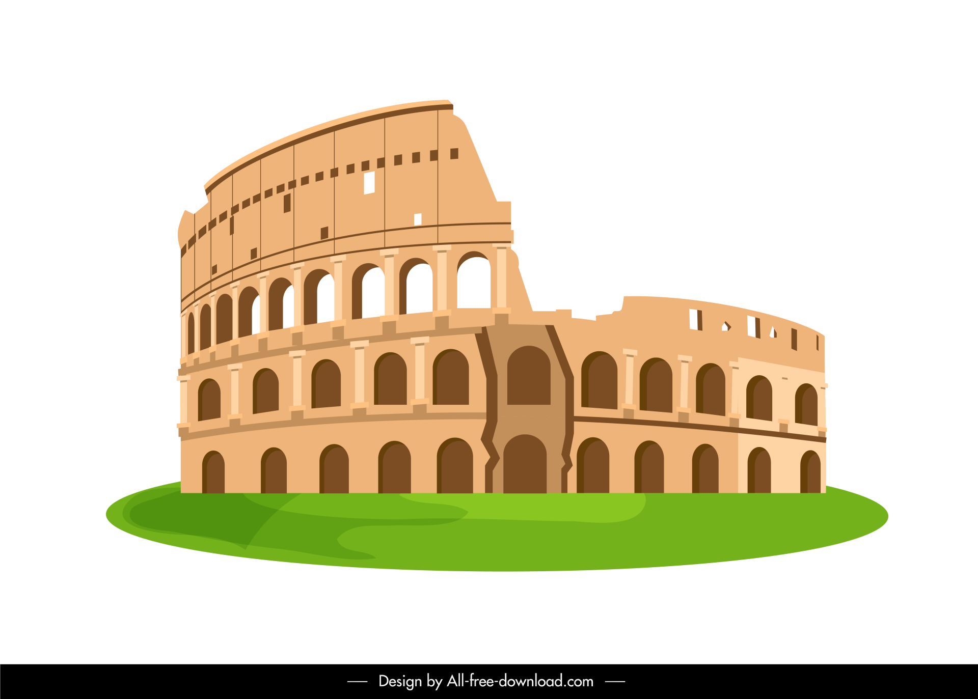 italy design elements retro colosseum sketch 