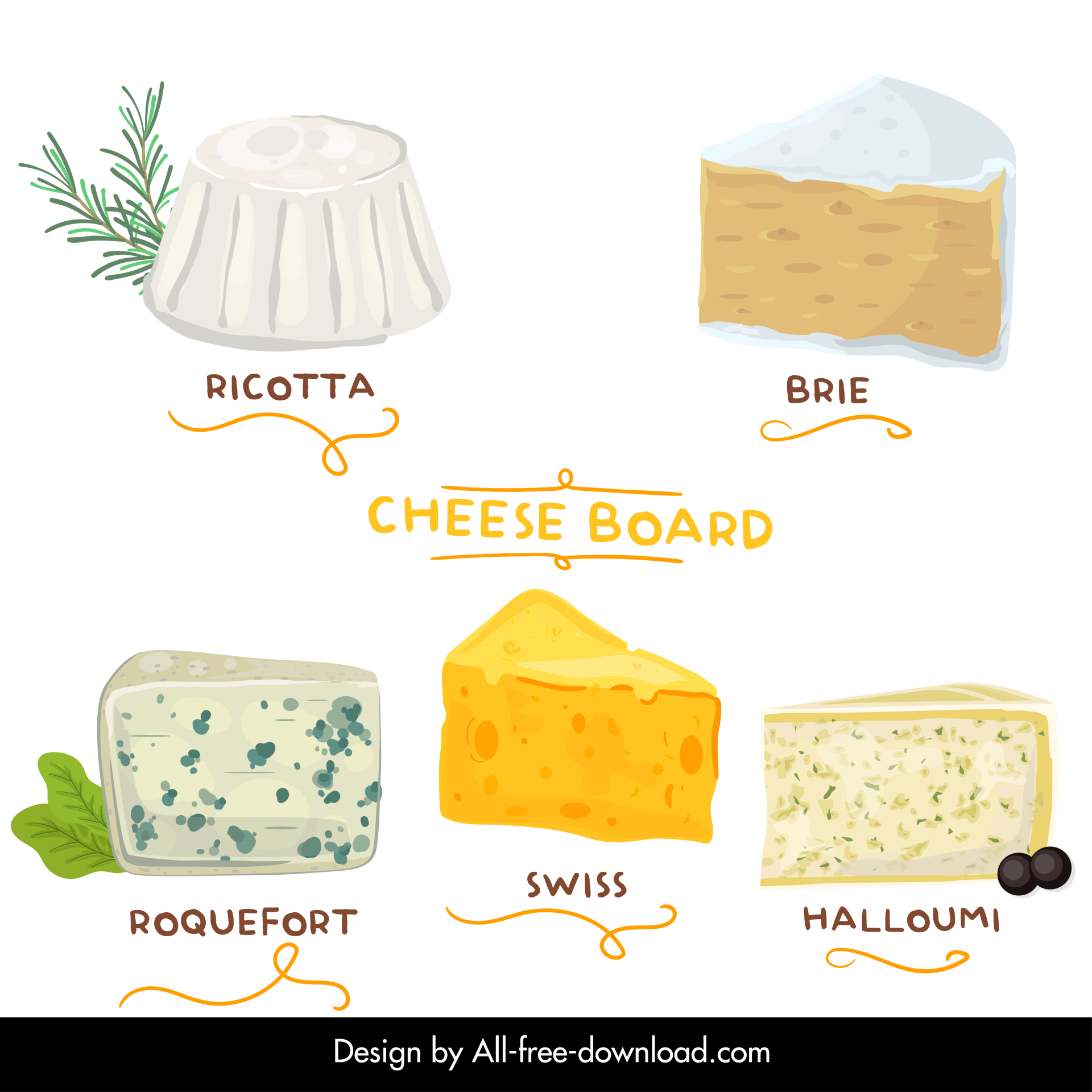  cheeses icons classical shapes sketch