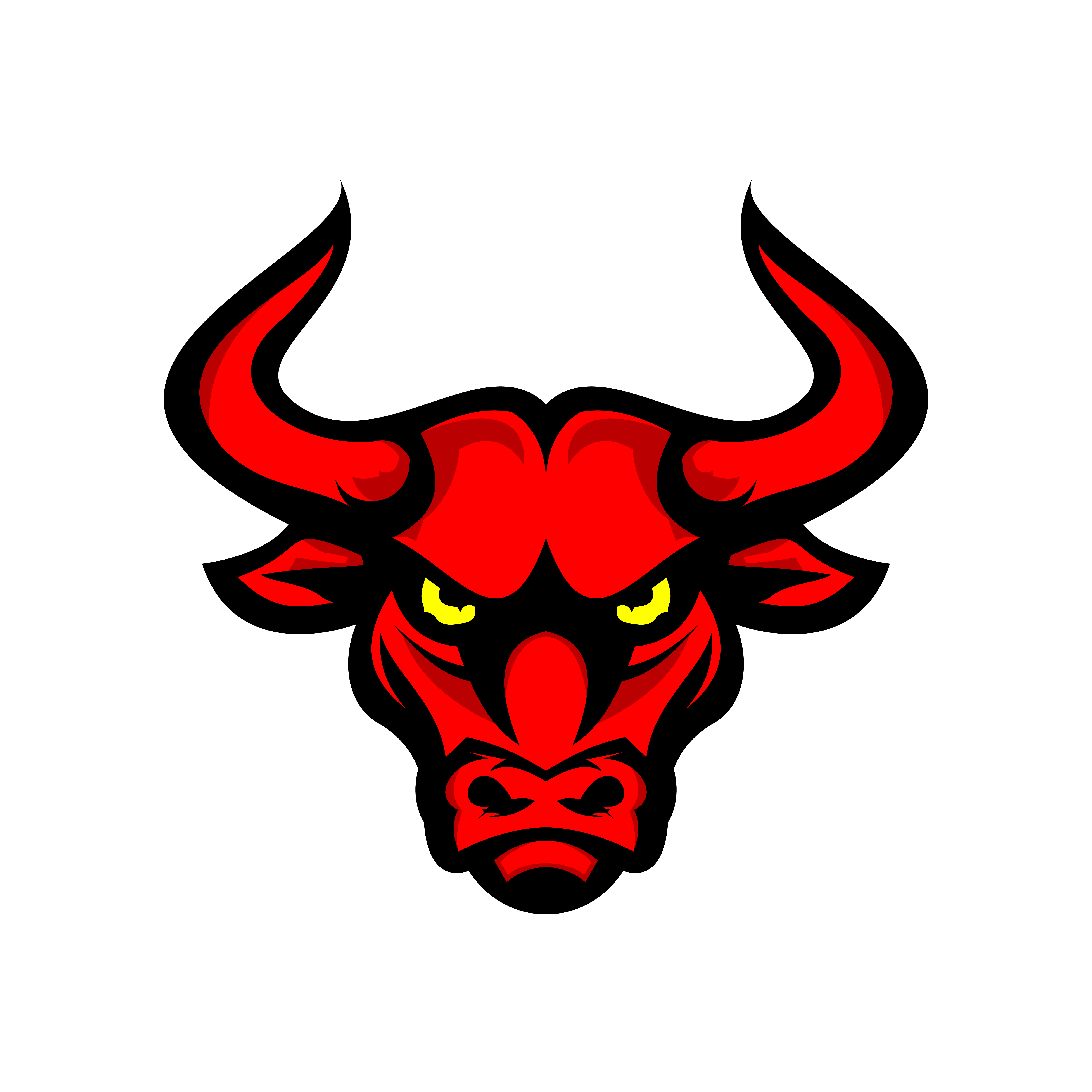 bull head logo flat symmetric sketch red design 